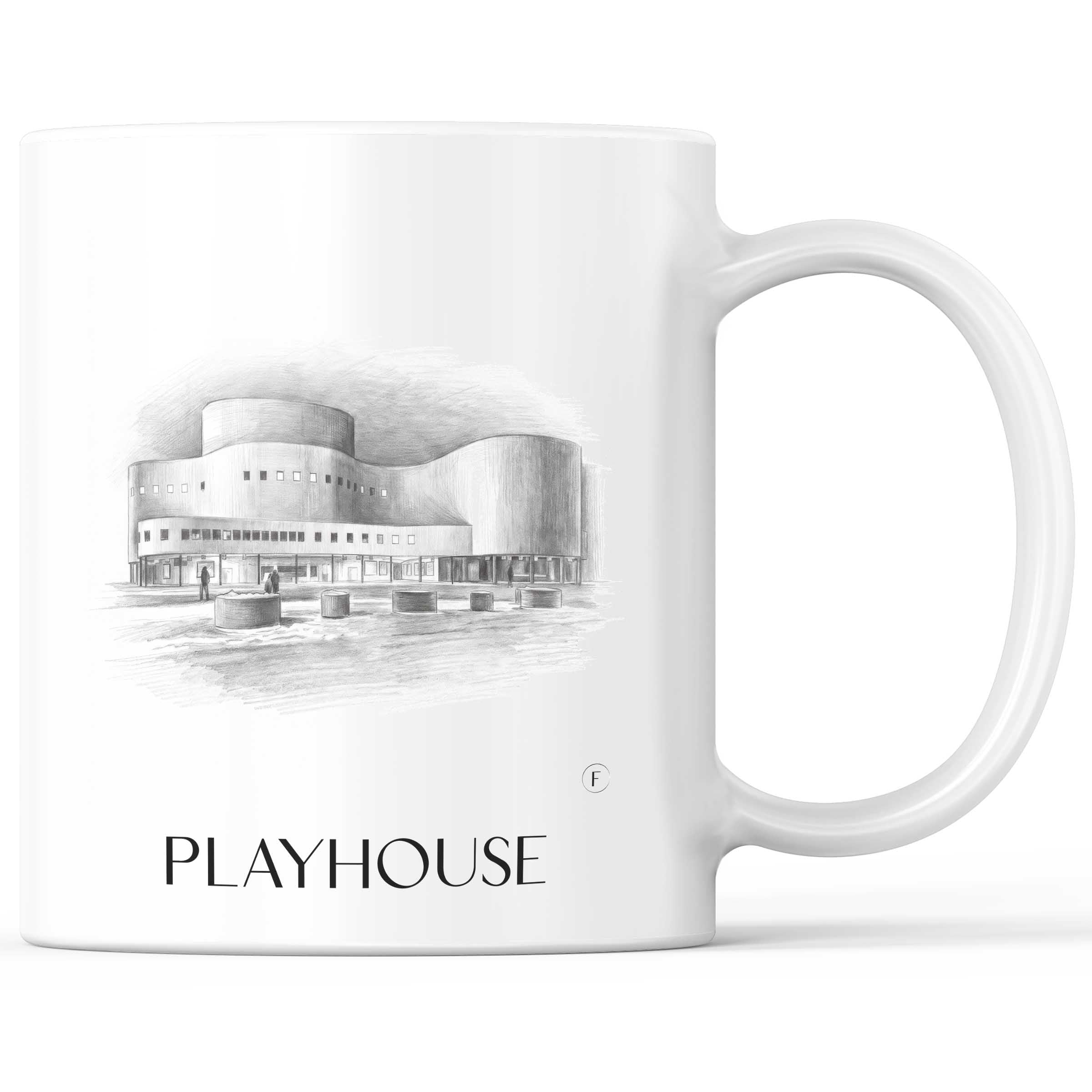 Schauspielhaus Kaffeebecher - Düsseldorf - Deutschland Becher - Kaffeetasse im Zeichnung Stil