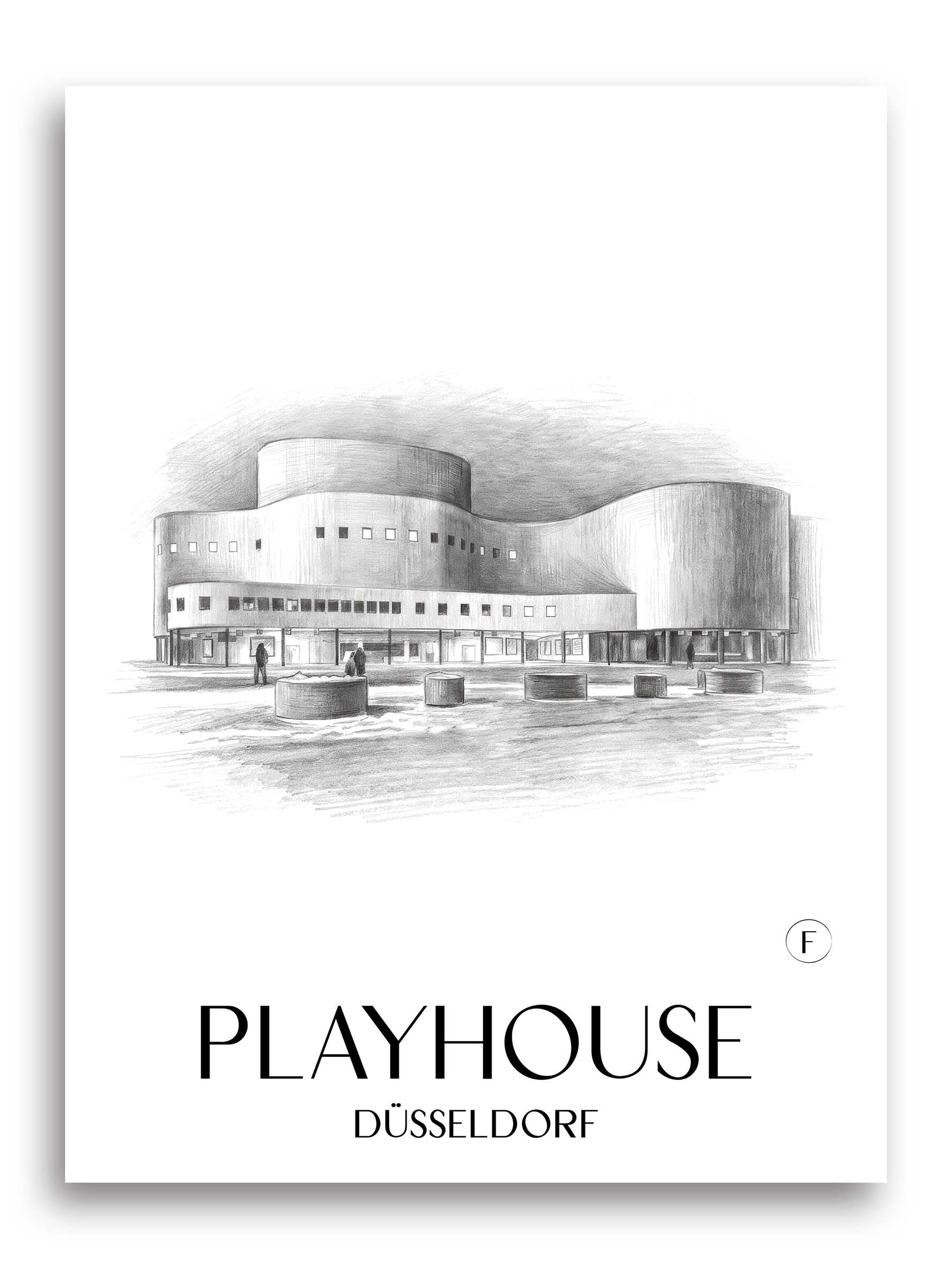 Schauspielhaus Poster - Düsseldorf - Deutschland Kunstdruck - Zeichnung von A4 bis A1