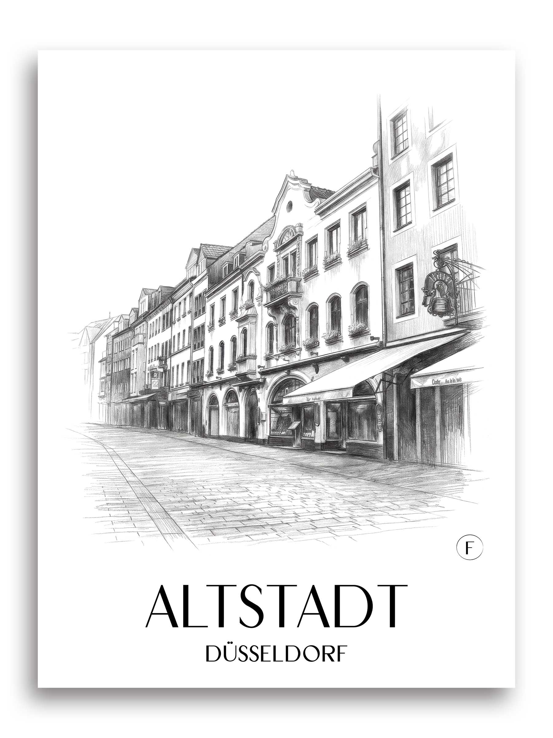 altstadt-düsseldorf-deutschland-poster-bleistift-zeichnung-drawing