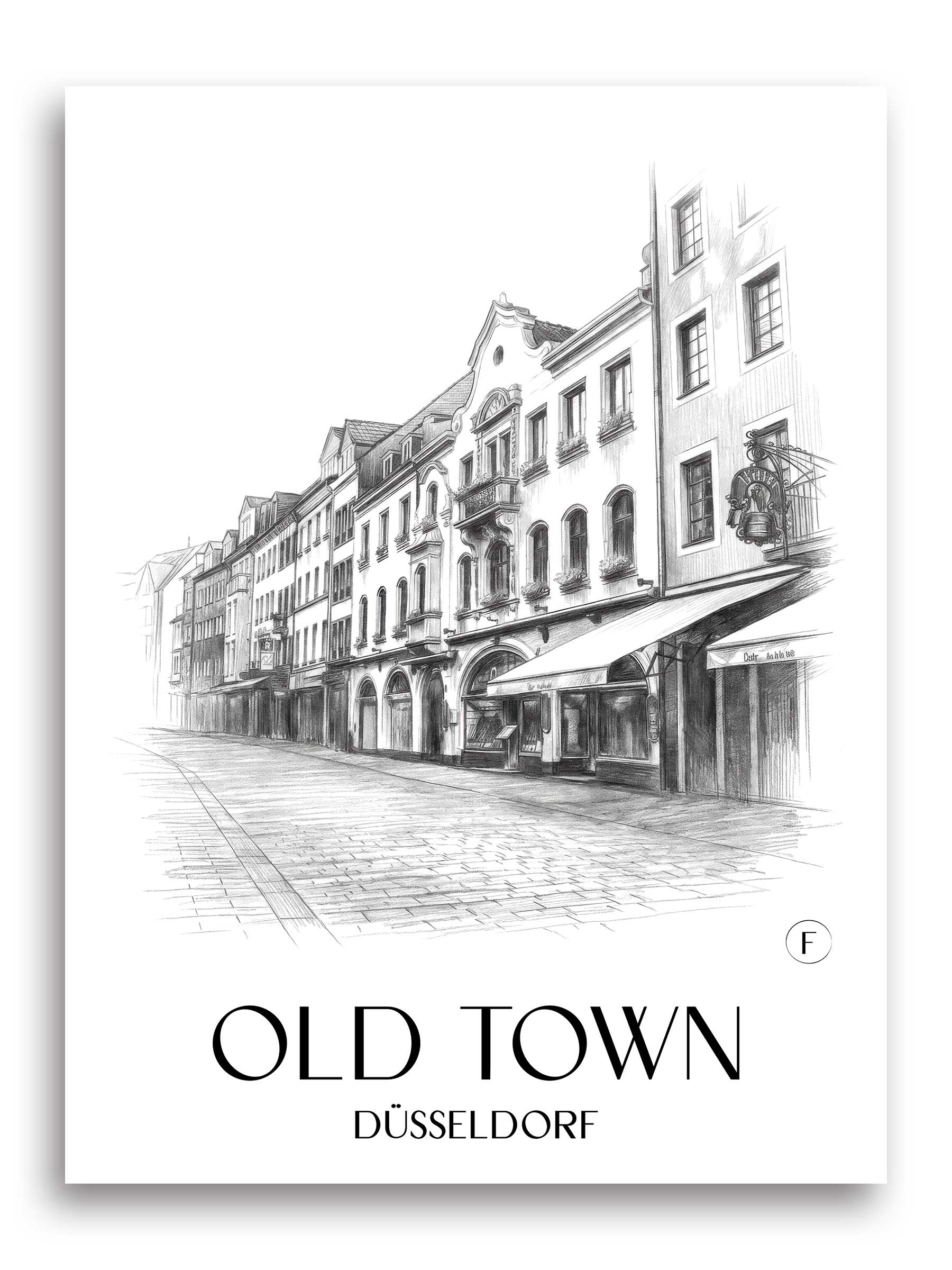 Altstadt Poster - Düsseldorf - Deutschland Kunstdruck - Zeichnung von A4 bis A1