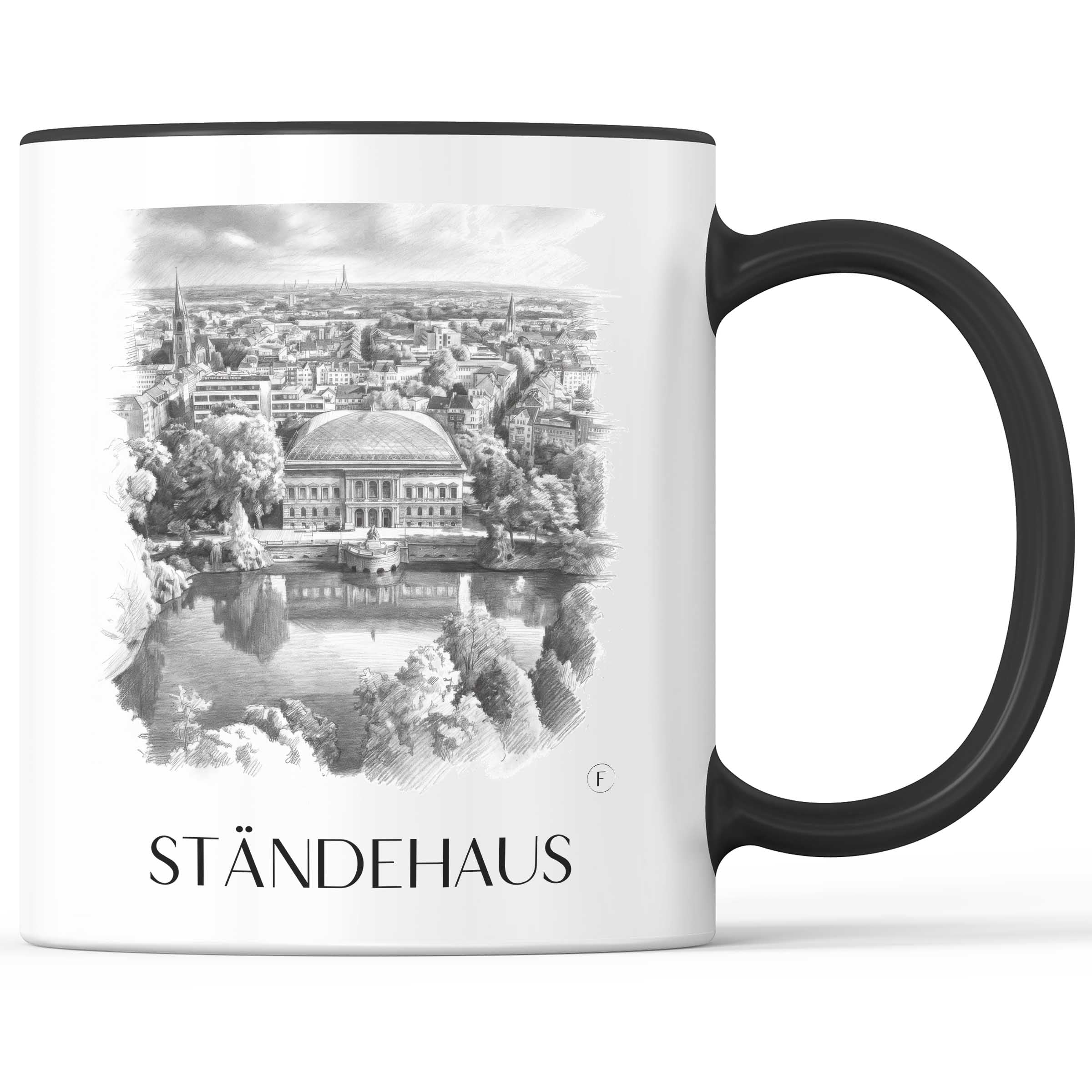 ständehaus-düsseldorf-deutschland-kaffeebecher-bleistift-zeichnung-drawing