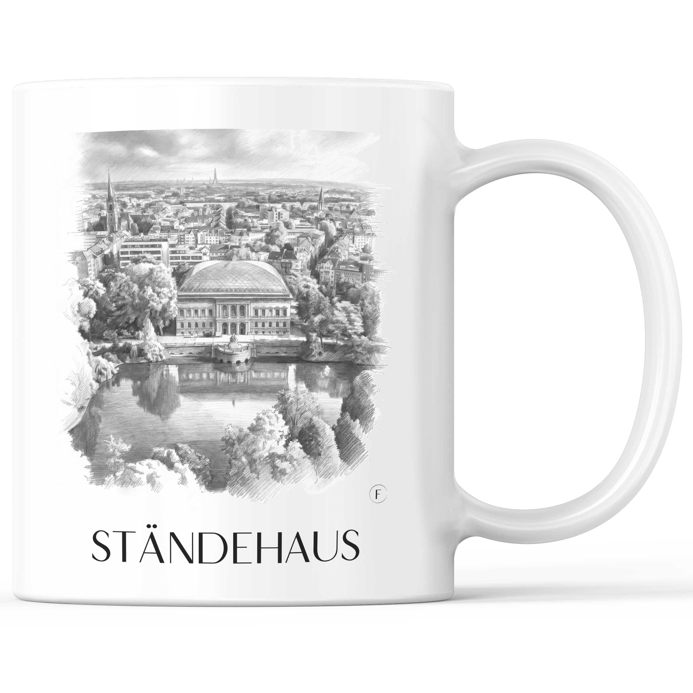 Ständehaus Kaffeebecher - Düsseldorf - Deutschland Becher - Kaffeetasse im Zeichnung Stil