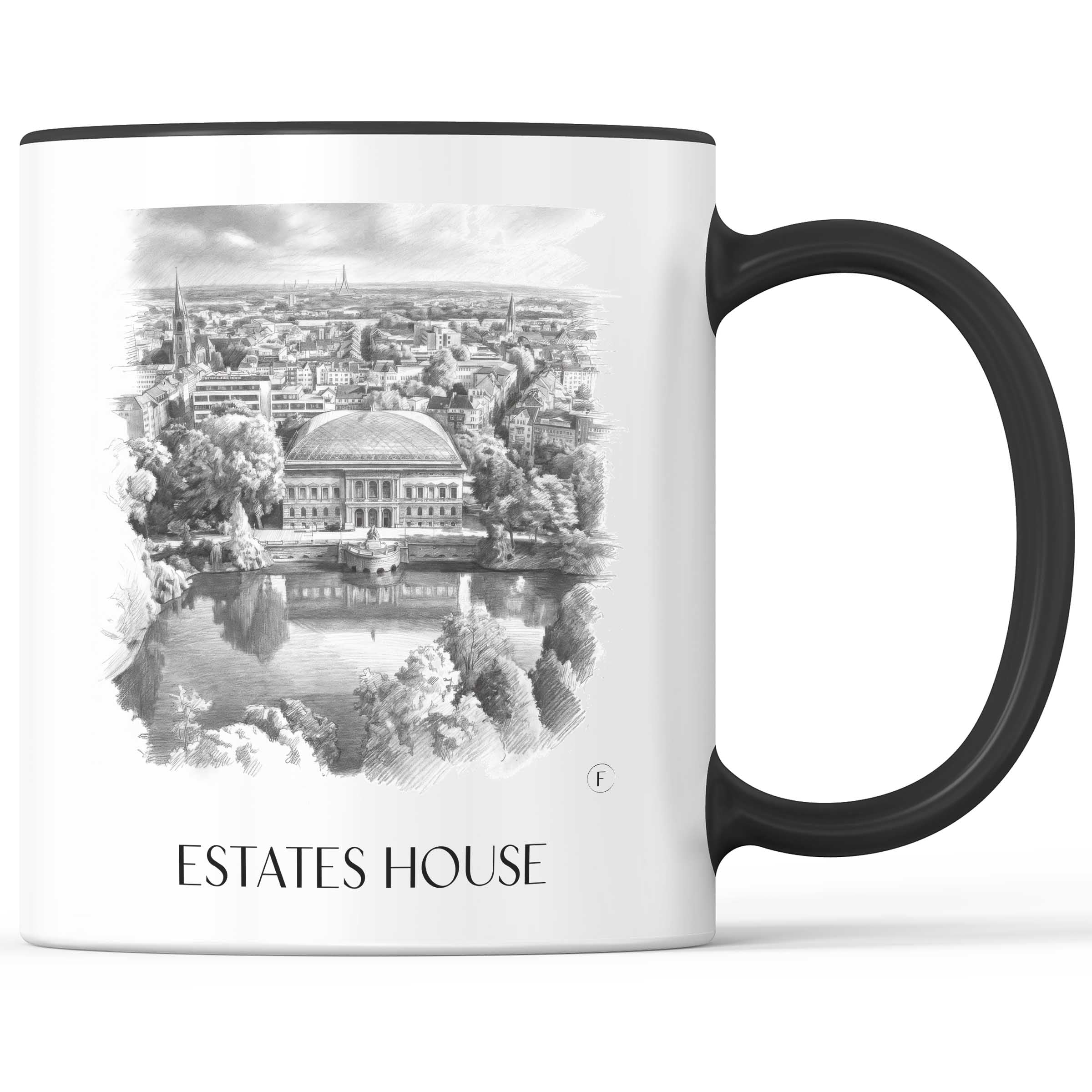 Ständehaus Kaffeebecher - Düsseldorf - Deutschland Becher - Kaffeetasse im Zeichnung Stil