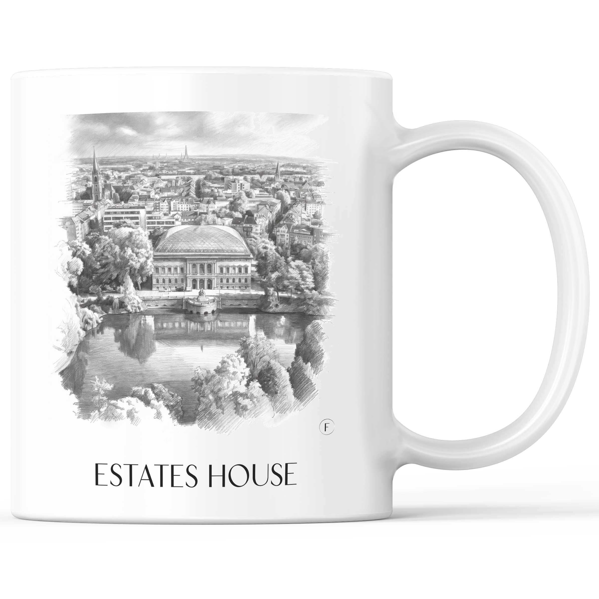 Ständehaus Kaffeebecher - Düsseldorf - Deutschland Becher - Kaffeetasse im Zeichnung Stil