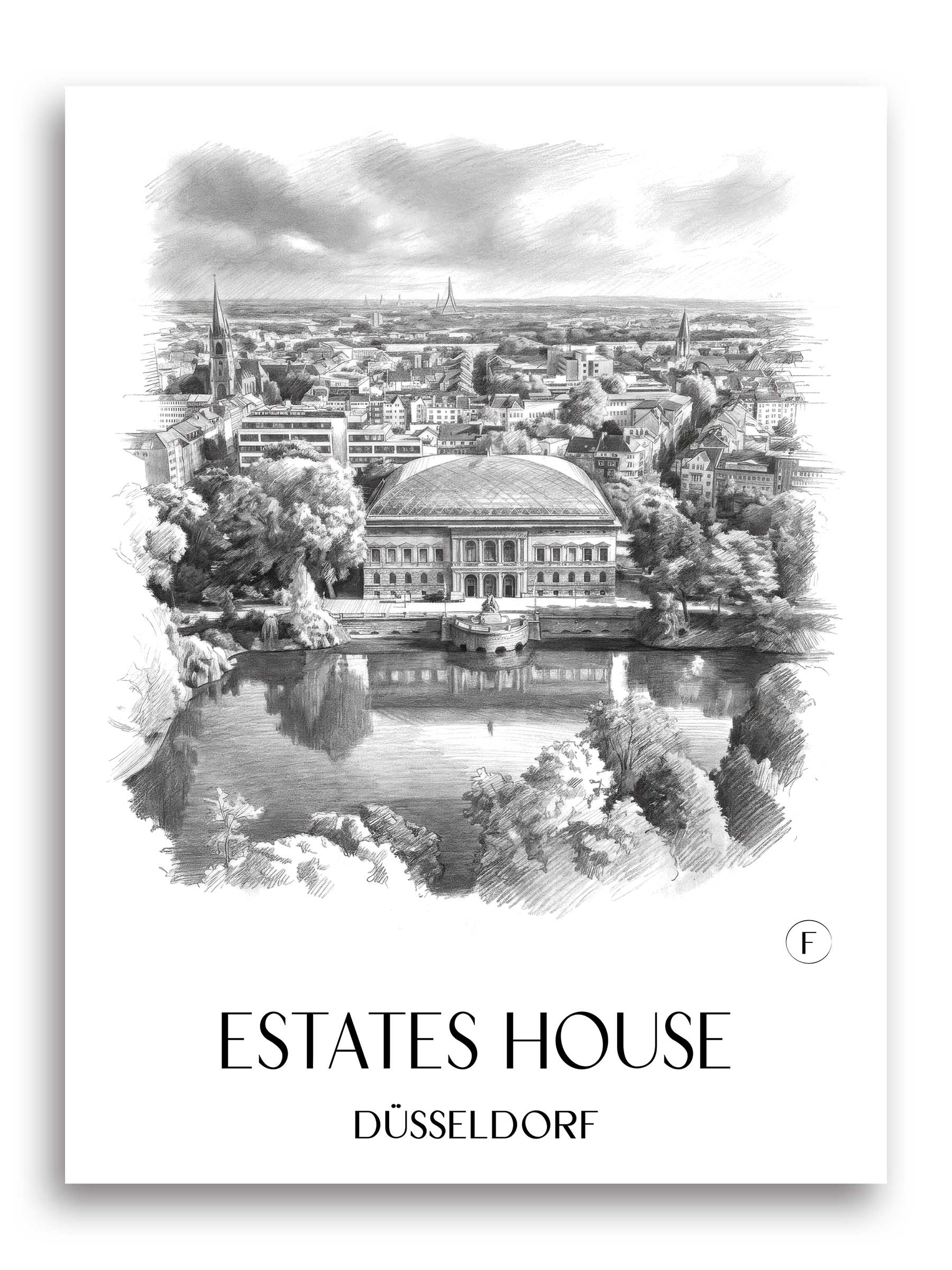 Ständehaus Poster - Düsseldorf - Deutschland Kunstdruck - Zeichnung von A4 bis A1