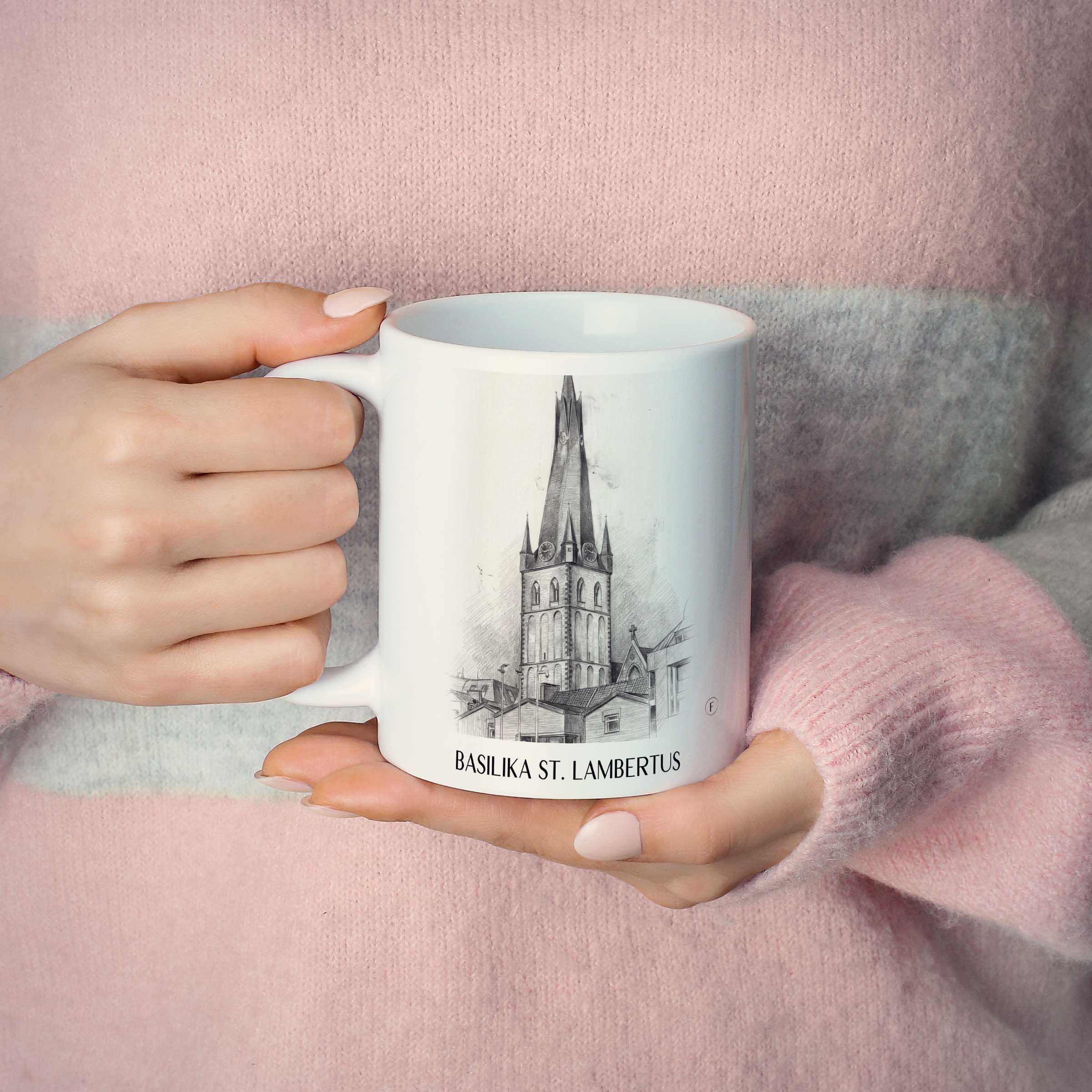 basilika-st.-lambertus-düsseldorf-deutschland-kaffeebecher-bleistift-zeichnung-drawing