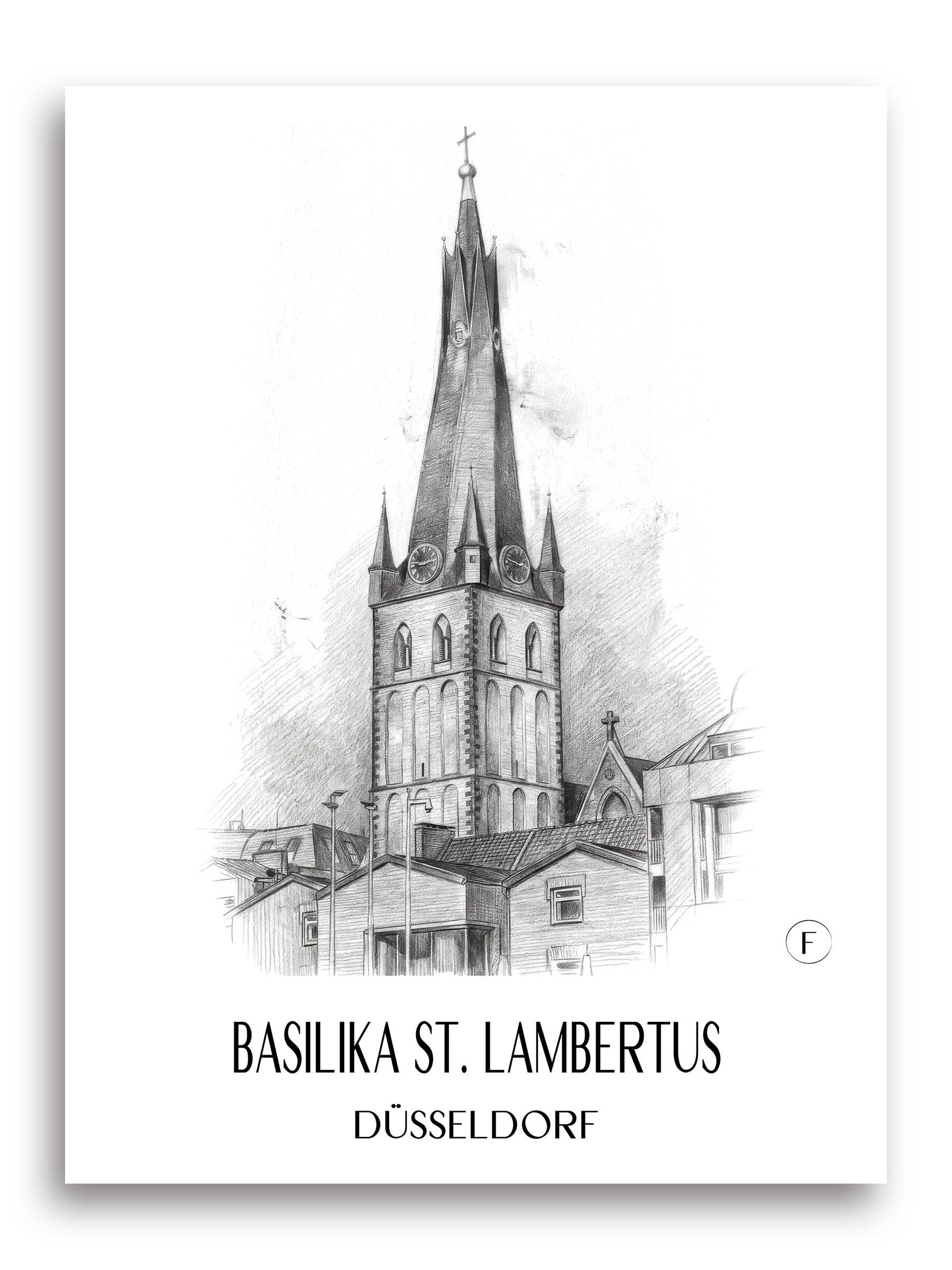 basilika-st.-lambertus-düsseldorf-deutschland-poster-bleistift-zeichnung-drawing