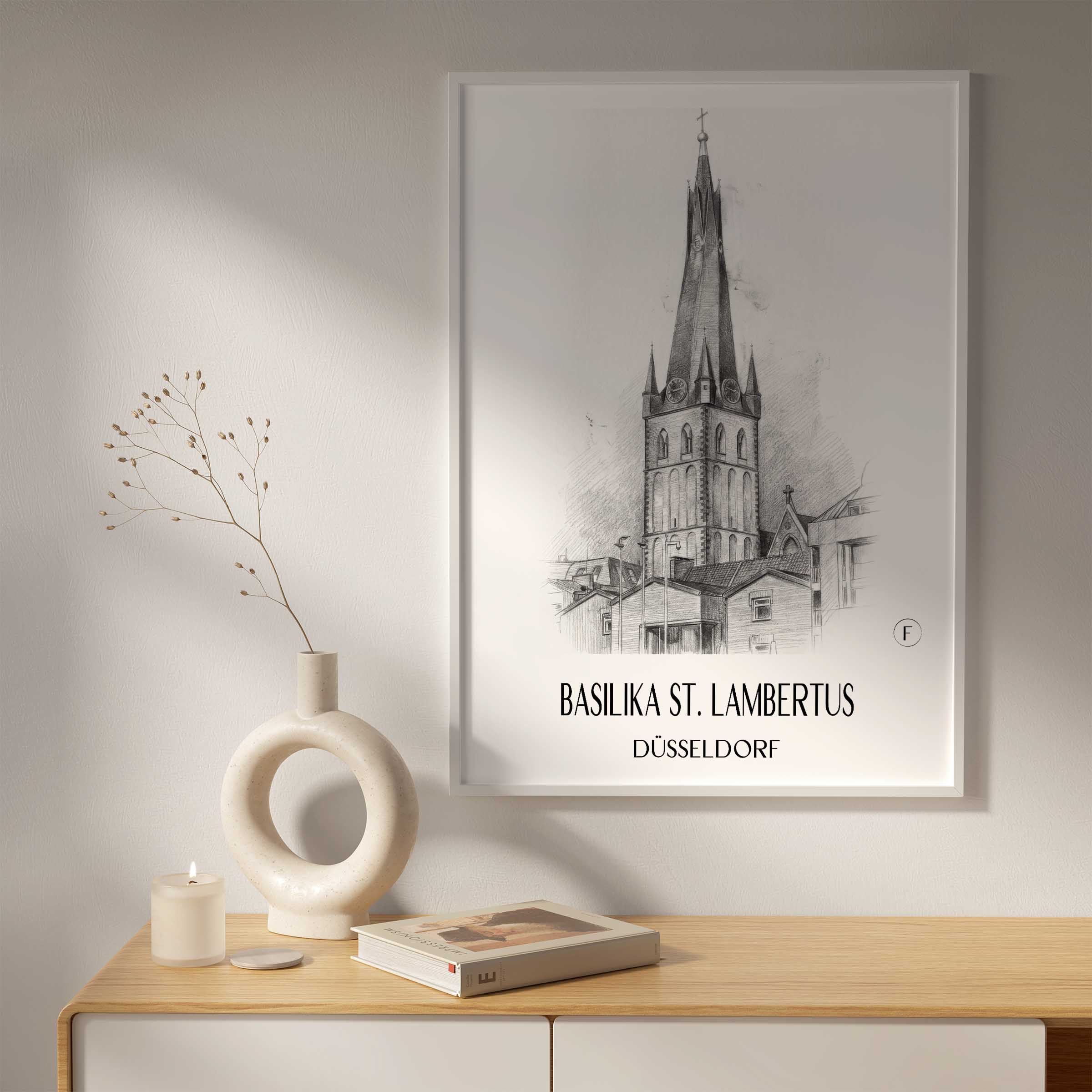 basilika-st.-lambertus-düsseldorf-deutschland-poster-bleistift-zeichnung-drawing