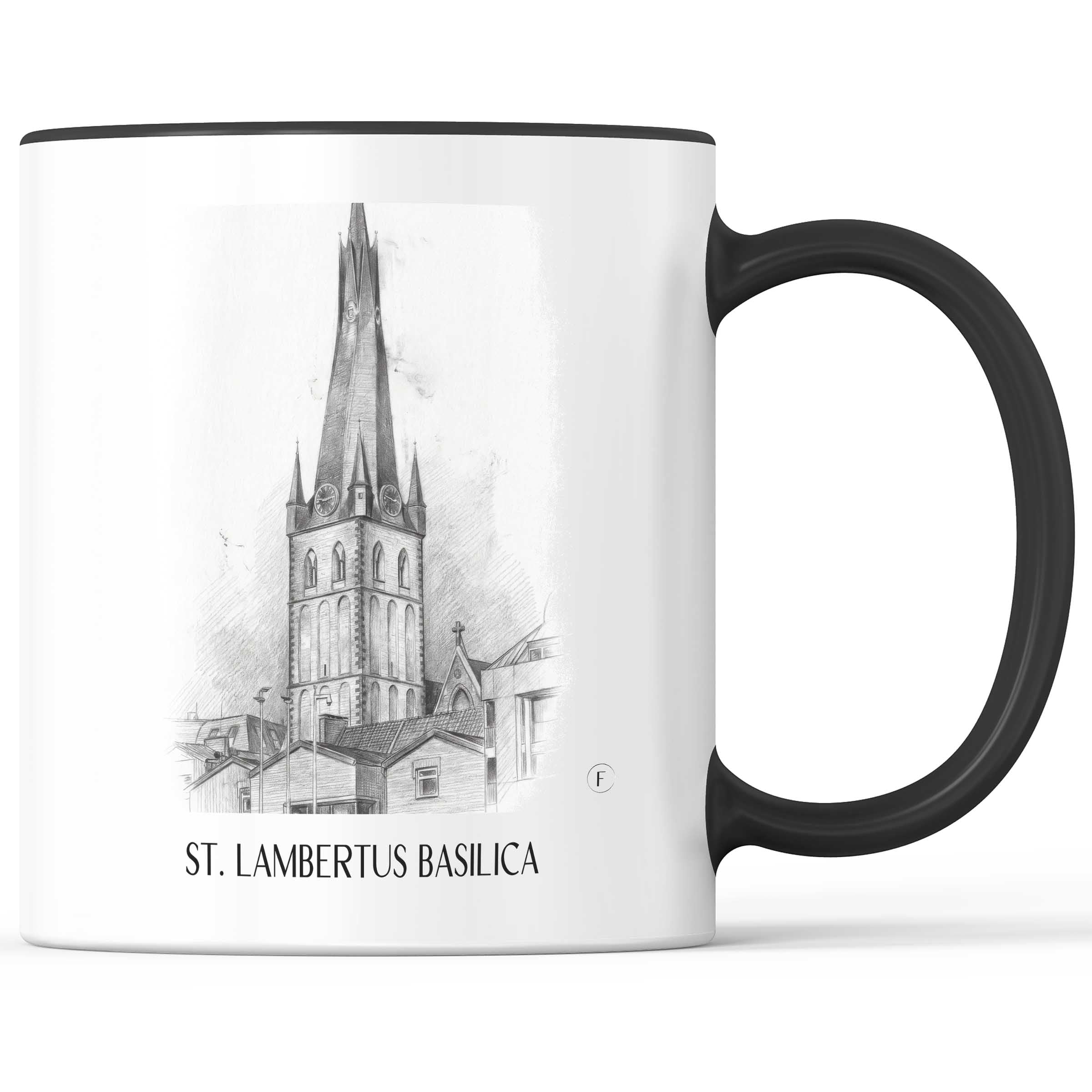 Basilika St. Lambertus Kaffeebecher - Düsseldorf - Deutschland Becher - Kaffeetasse im Zeichnung Stil