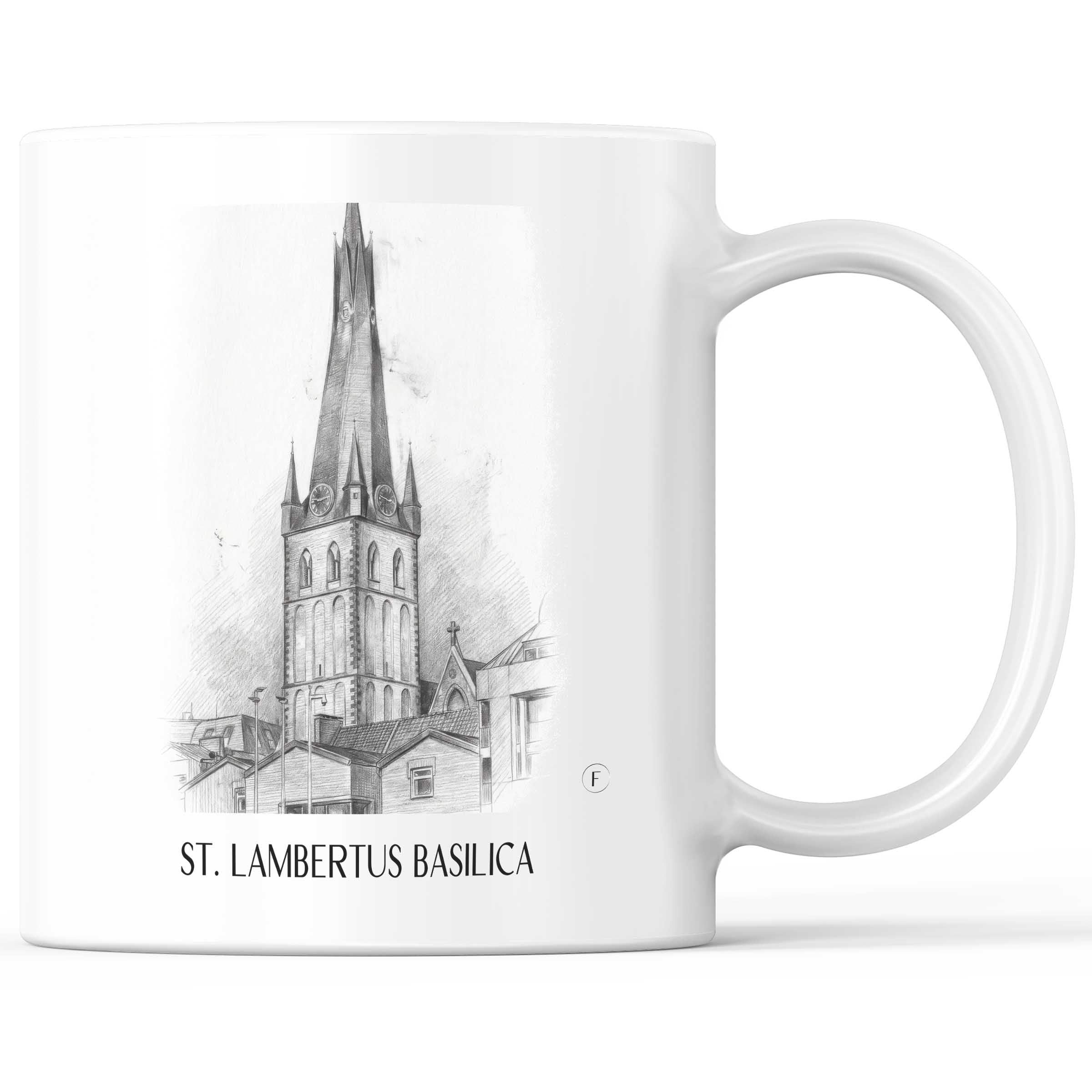 Basilika St. Lambertus Kaffeebecher - Düsseldorf - Deutschland Becher - Kaffeetasse im Zeichnung Stil