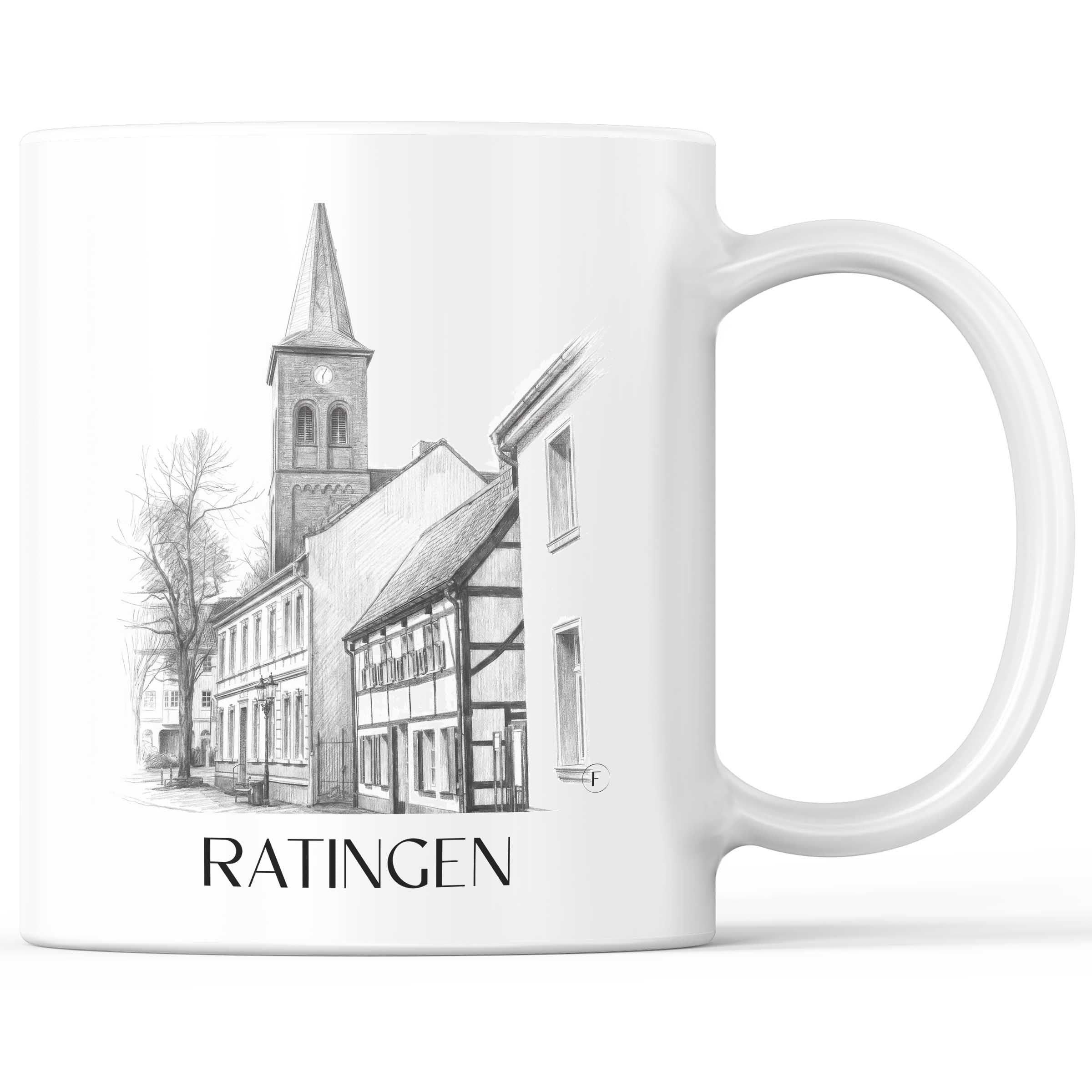 Ratingen - Deutschland Becher - Kaffeetasse im Zeichnung Stil