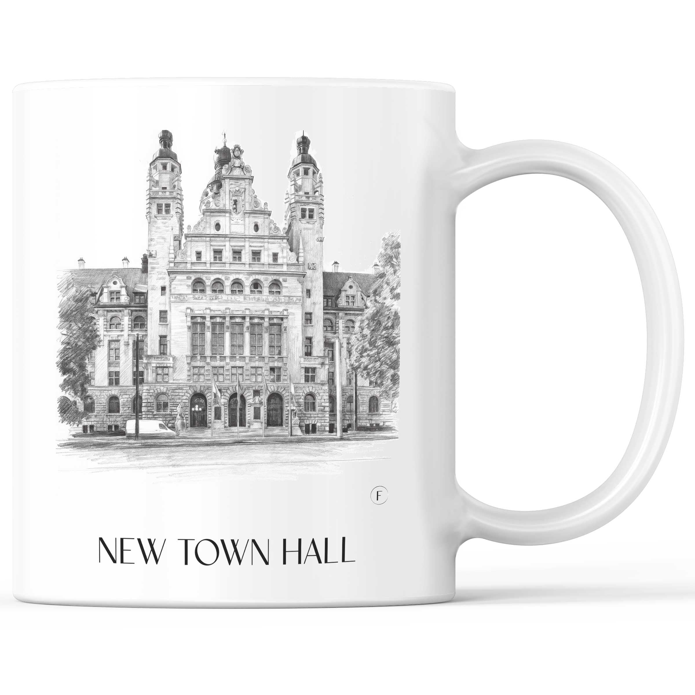 Neues Rathaus Kaffeebecher - Leipzig - Deutschland Becher - Kaffeetasse im Zeichnung Stil