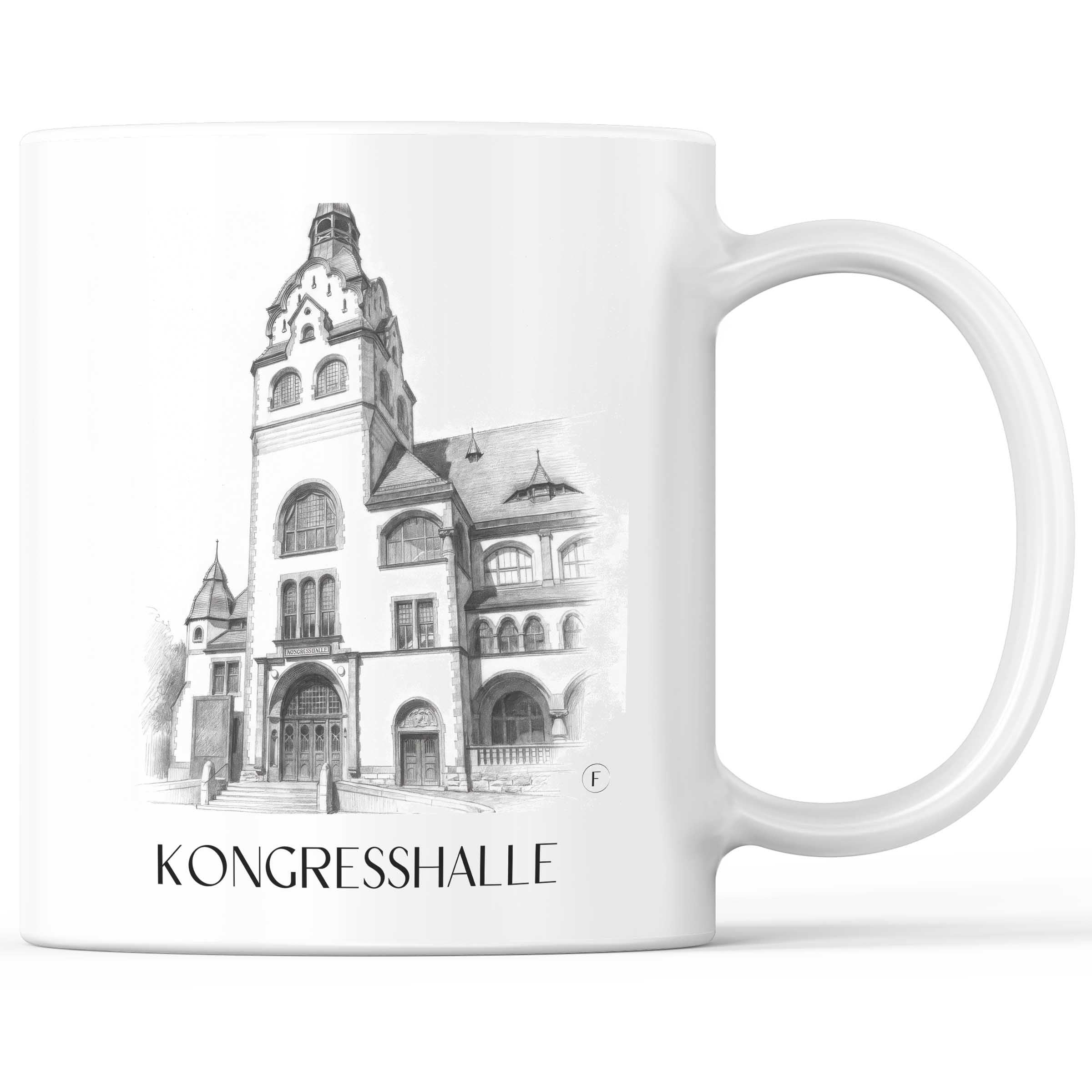 Kongresshalle Kaffeebecher - Leipzig - Deutschland Becher - Kaffeetasse im Zeichnung Stil