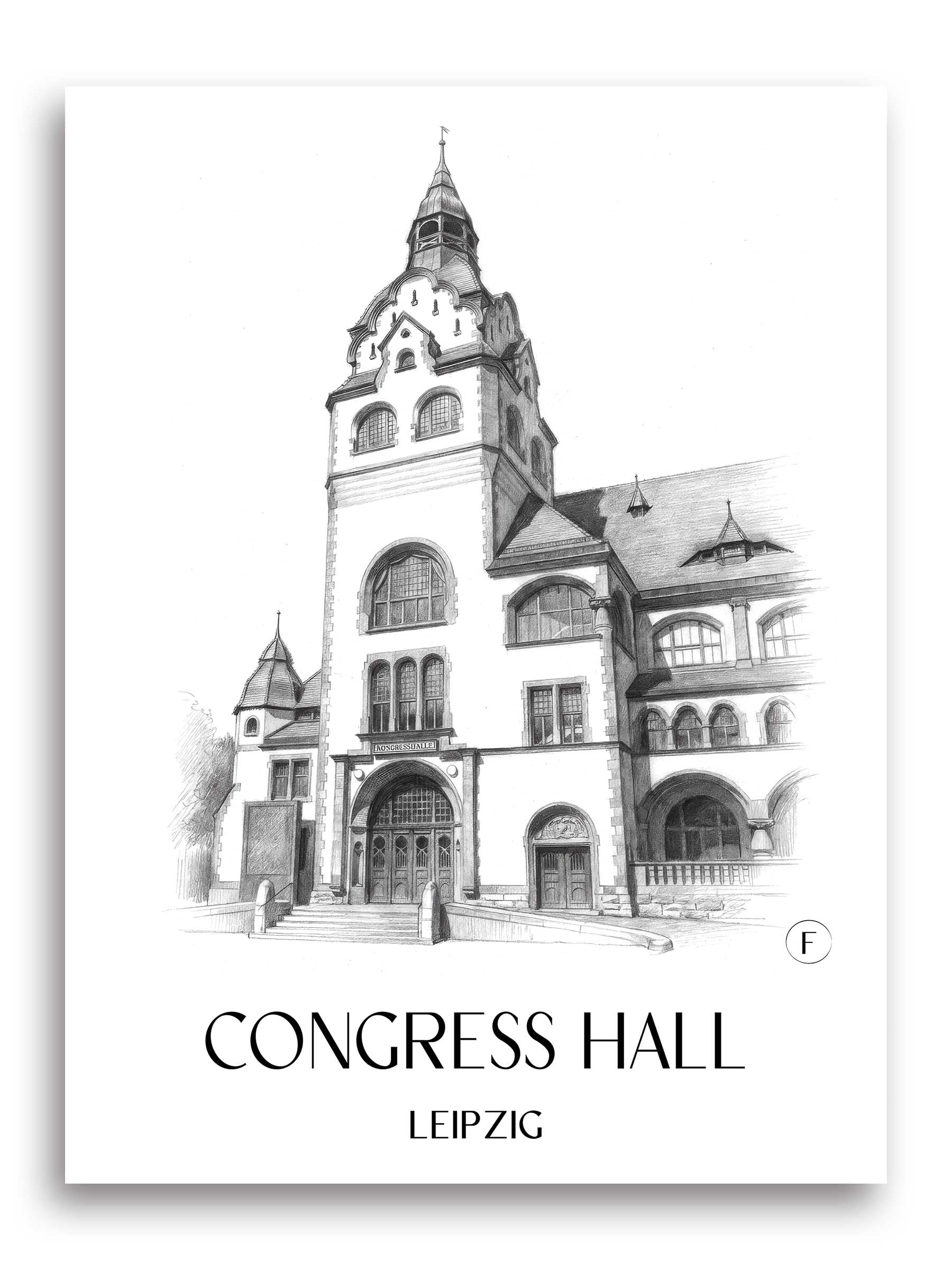 Kongresshalle Poster - Leipzig - Deutschland Kunstdruck - Zeichnung von A4 bis A1