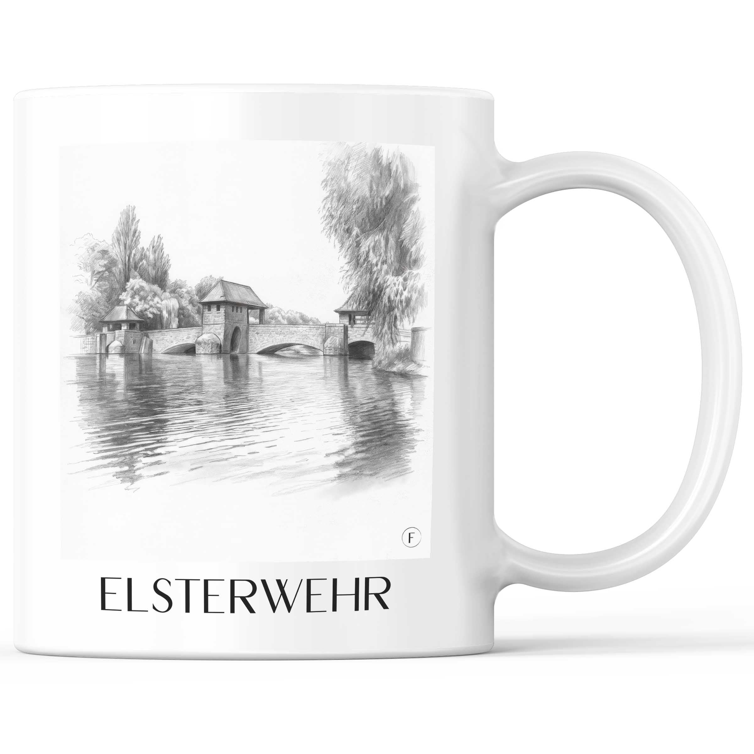 Elsterwehr Kaffeebecher - Leipzig - Deutschland Becher - Kaffeetasse im Zeichnung Stil