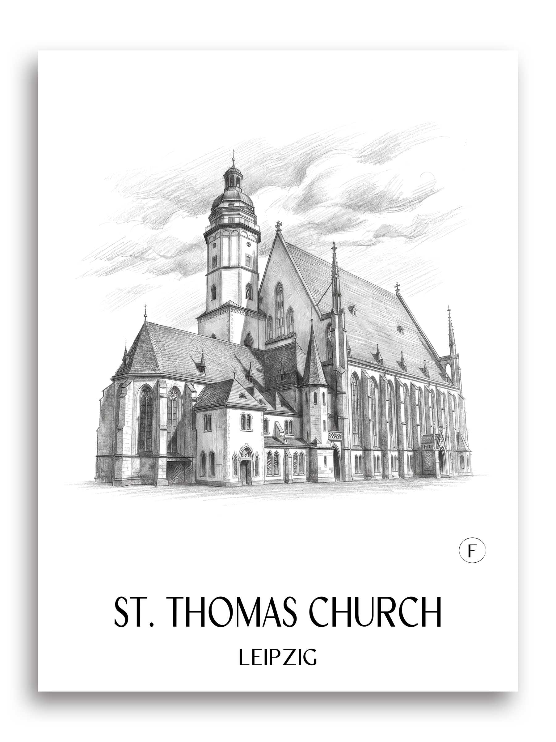 Thomaskirche Poster - Leipzig - Deutschland Kunstdruck - Zeichnung von A4 bis A1