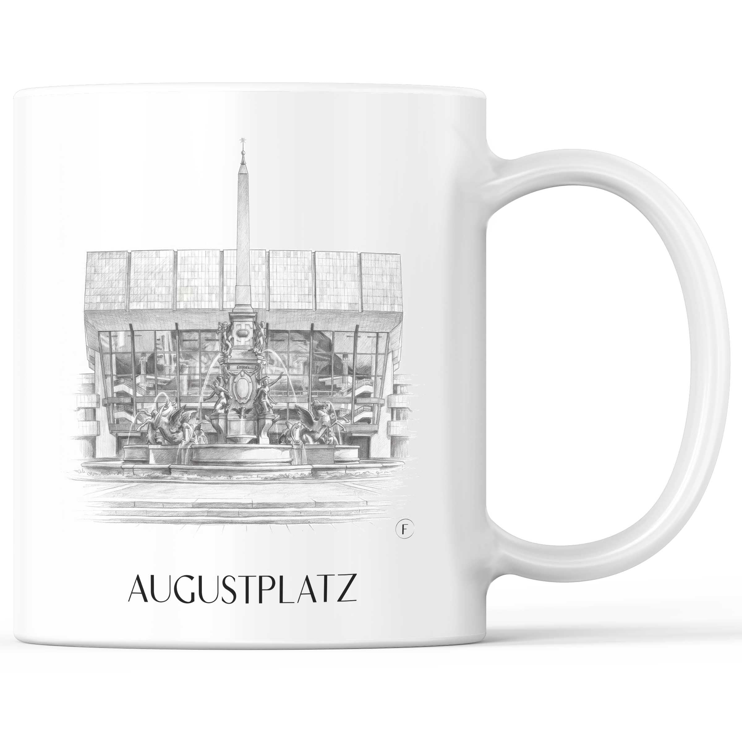 Augustplatz Kaffeebecher - Leipzig - Deutschland Becher - Kaffeetasse im Zeichnung Stil