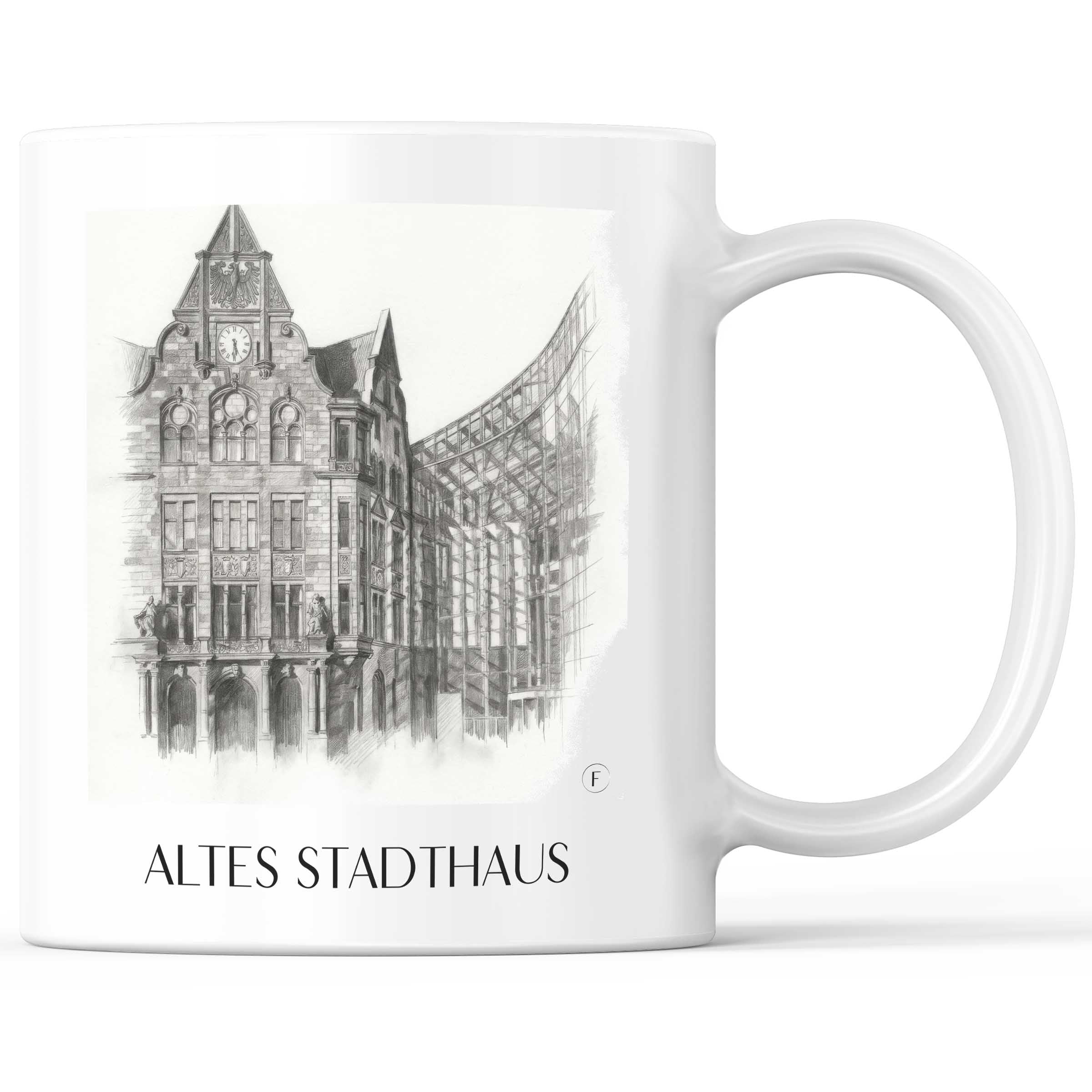 Altes Stadthaus Kaffeebecher - Dortmund - Deutschland Becher - Kaffeetasse im Zeichnung Stil
