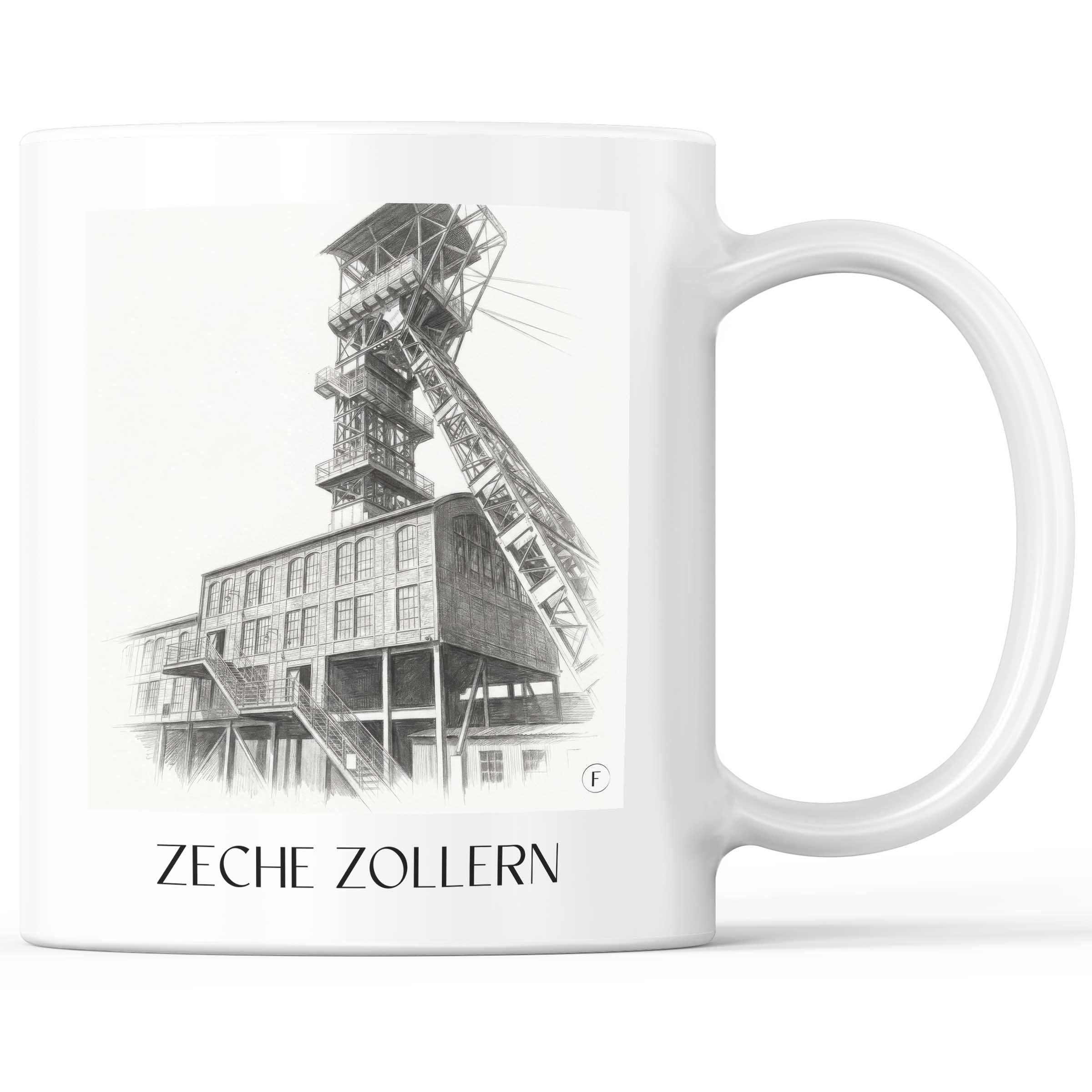 Zeche Zollern Kaffeebecher - Dortmund - Deutschland Becher - Kaffeetasse im Zeichnung Stil