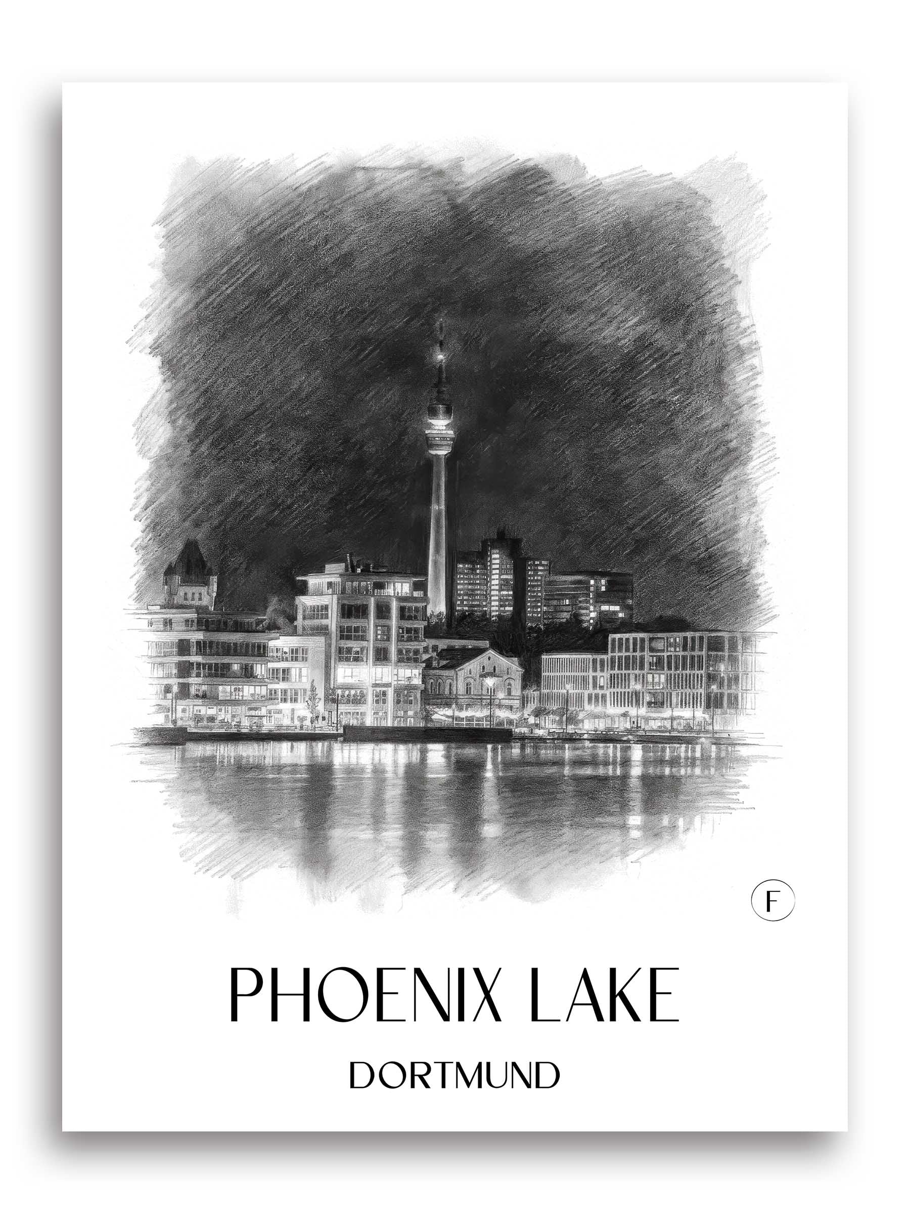 Phoenix See Poster - Dortmund - Deutschland Kunstdruck - Zeichnung von A4 bis A1