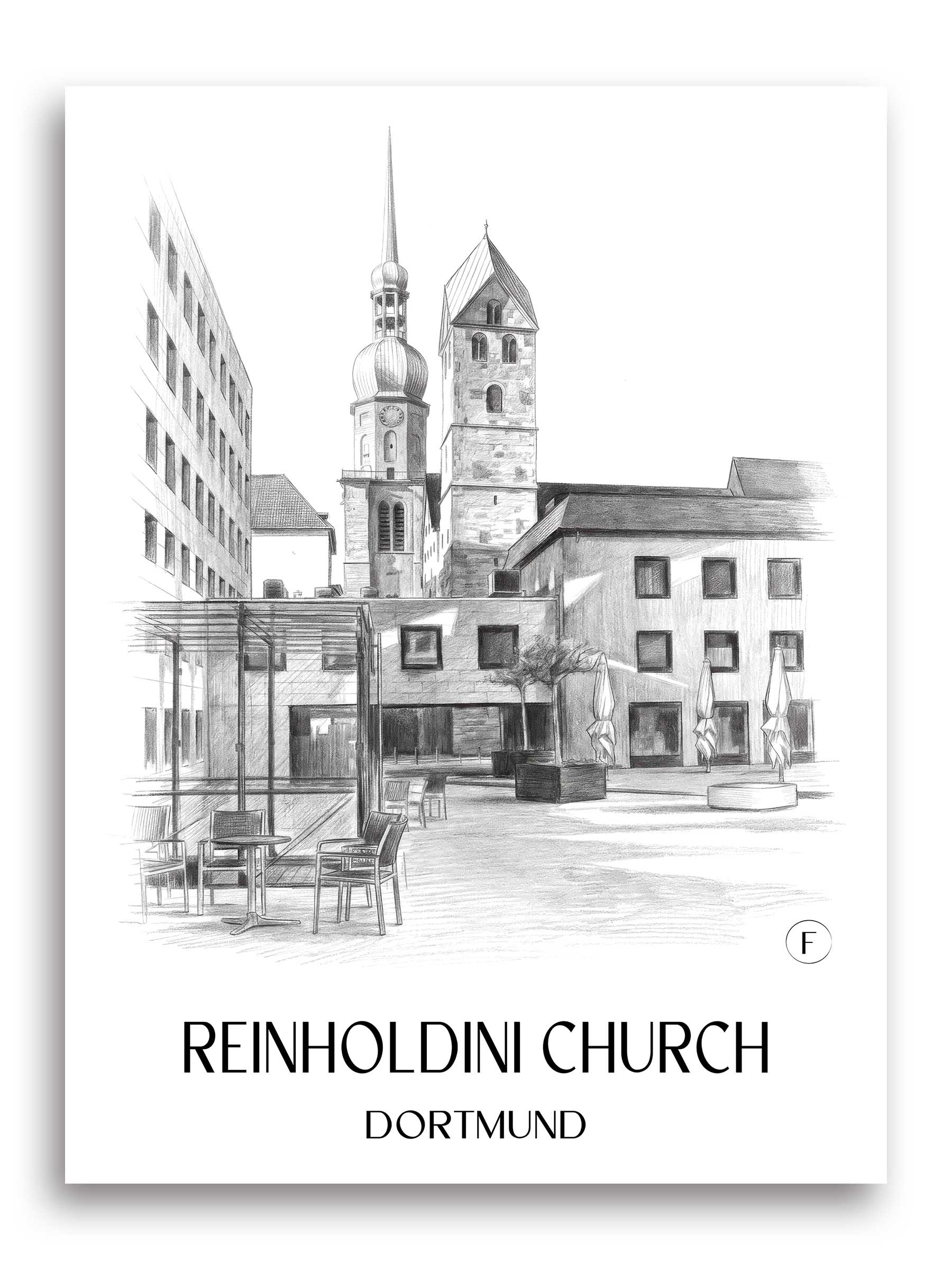 Reinholdinikirche Poster - Dortmund - Deutschland Kunstdruck - Zeichnung von A4 bis A1