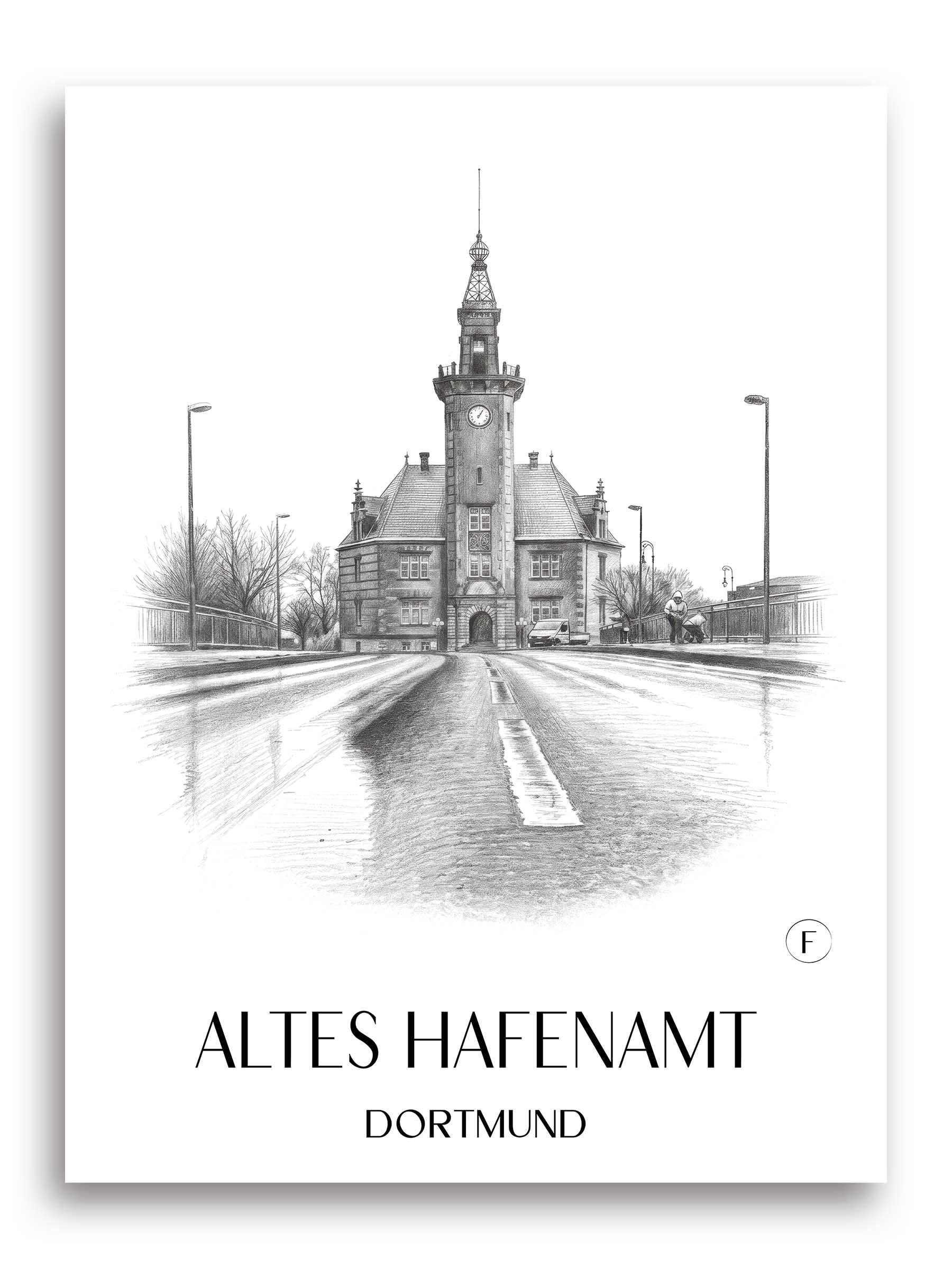 altes-hafenamt-dortmund-deutschland-poster-bleistift-zeichnung-drawing