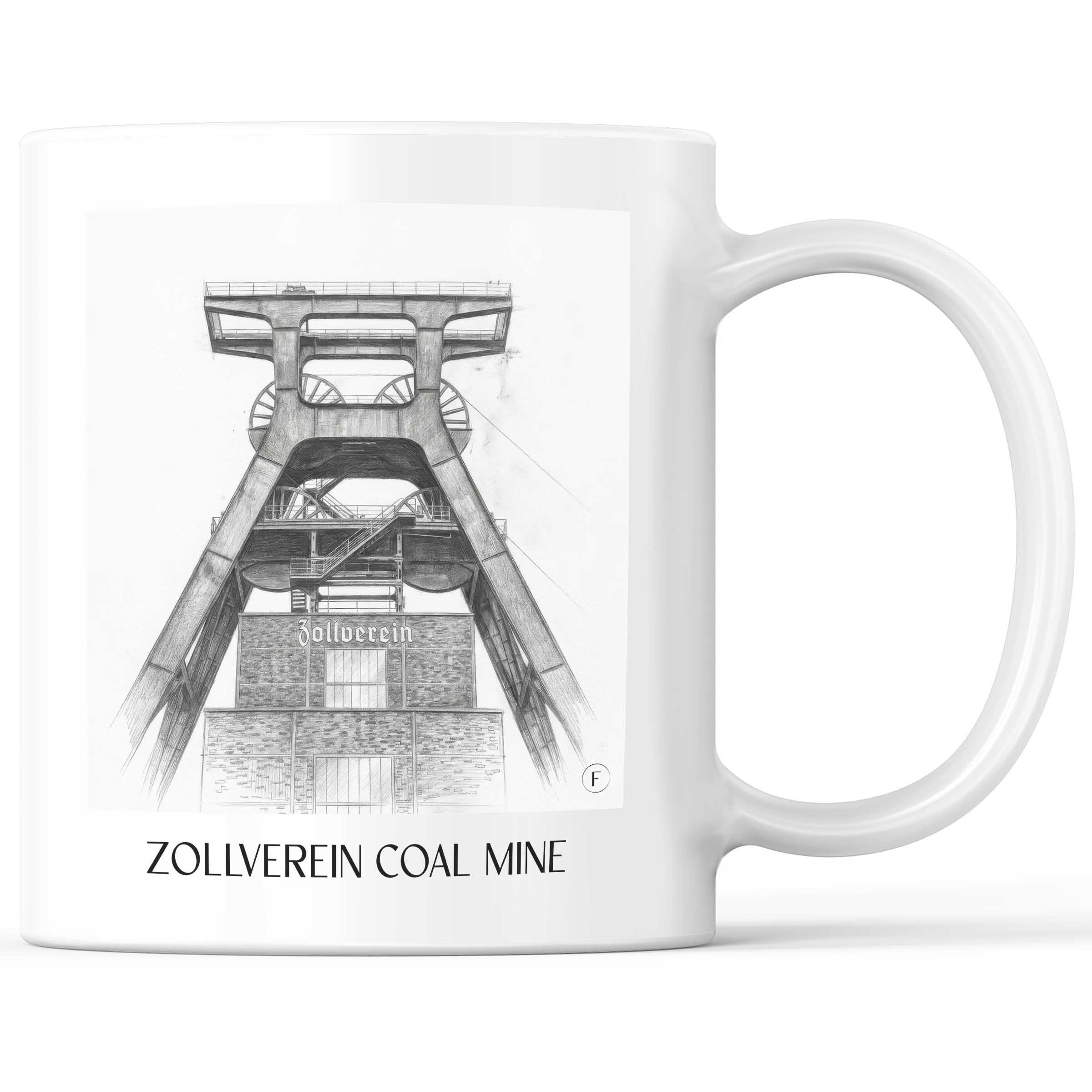 Zeche Zollverein Kaffeebecher - Essen - Deutschland Becher - Kaffeetasse im Zeichnung Stil