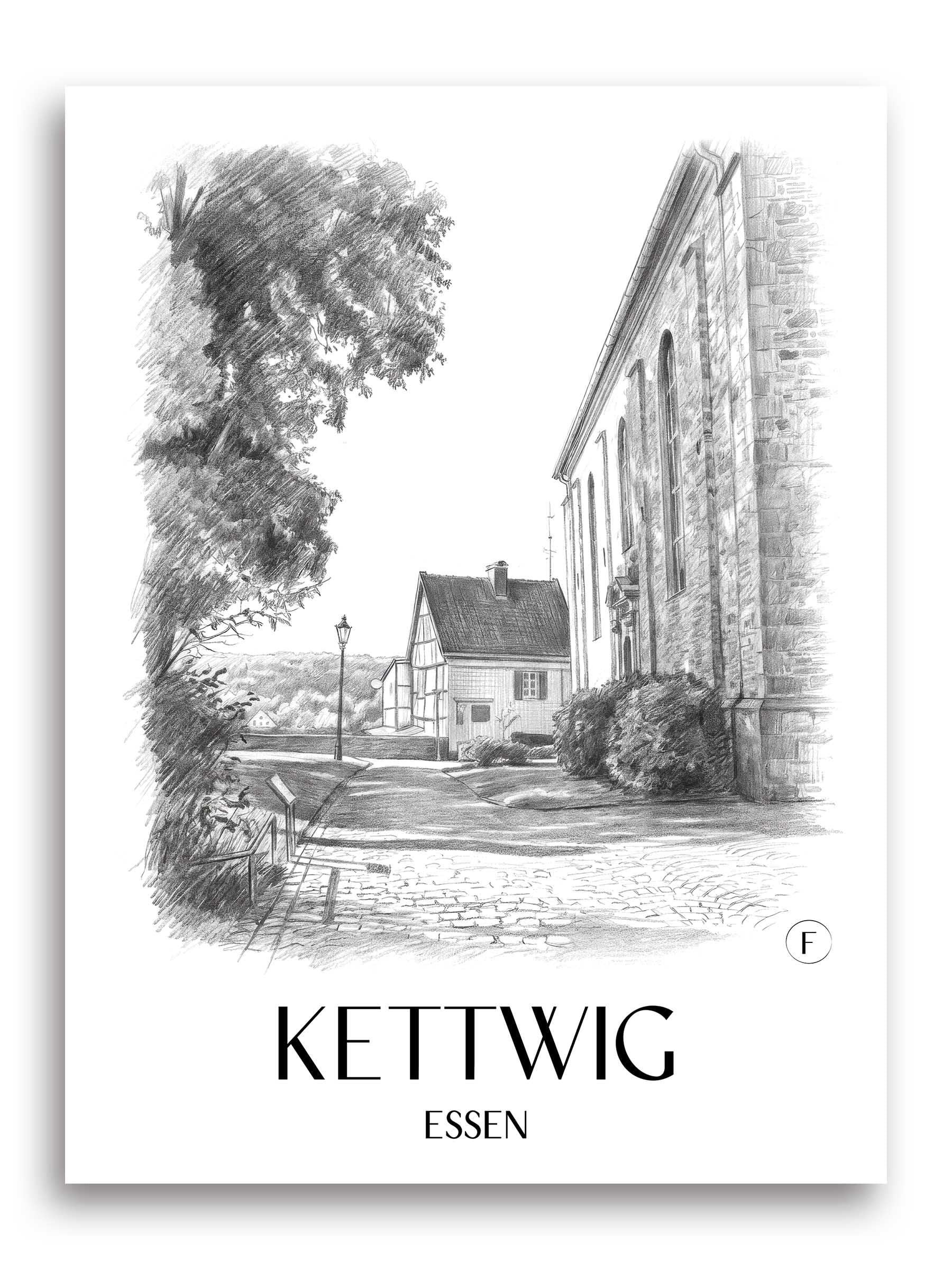 kettwig-essen-deutschland-poster-bleistift-zeichnung-drawing