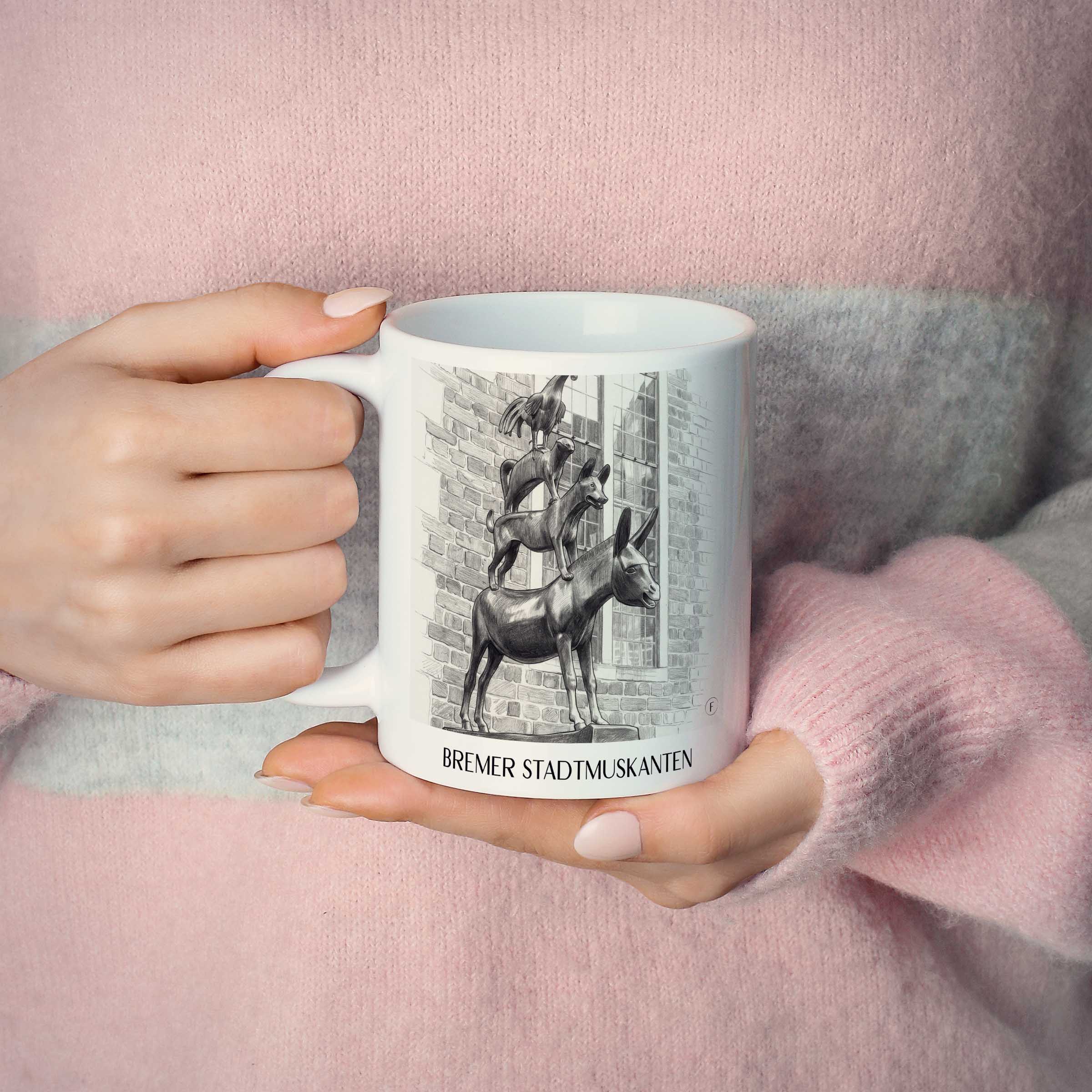 bremer-stadtmuskanten-deutschland-kaffeebecher-bleistift-zeichnung-drawing