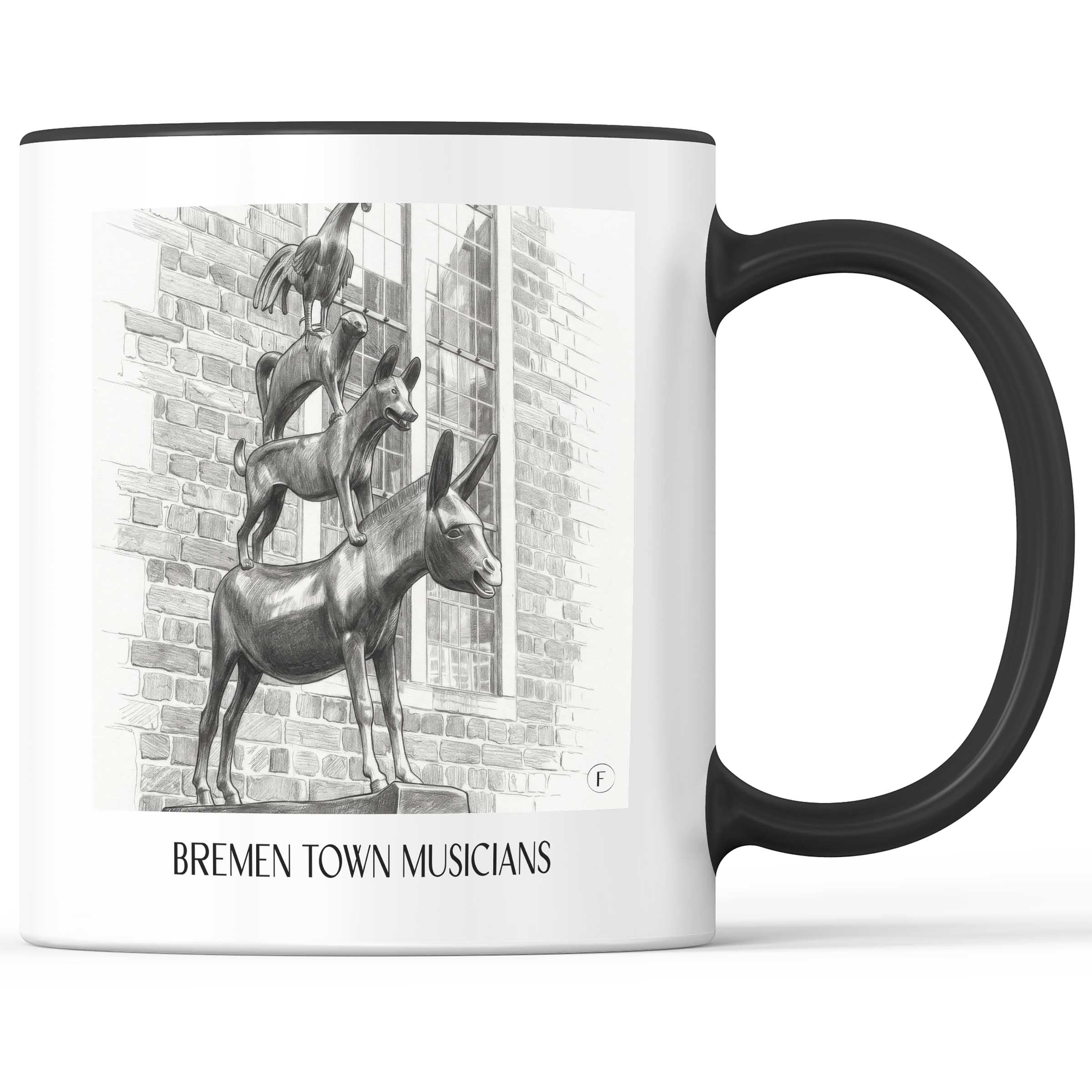 Bremer Stadtmuskanten - Deutschland Becher - Kaffeetasse im Zeichnung Stil