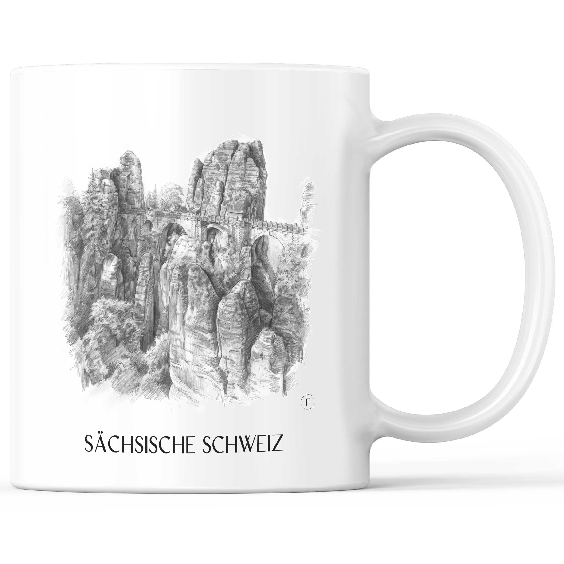 Sächsische schweiz Kaffeebecher - Dresden - Deutschland Becher - Kaffeetasse im Zeichnung Stil