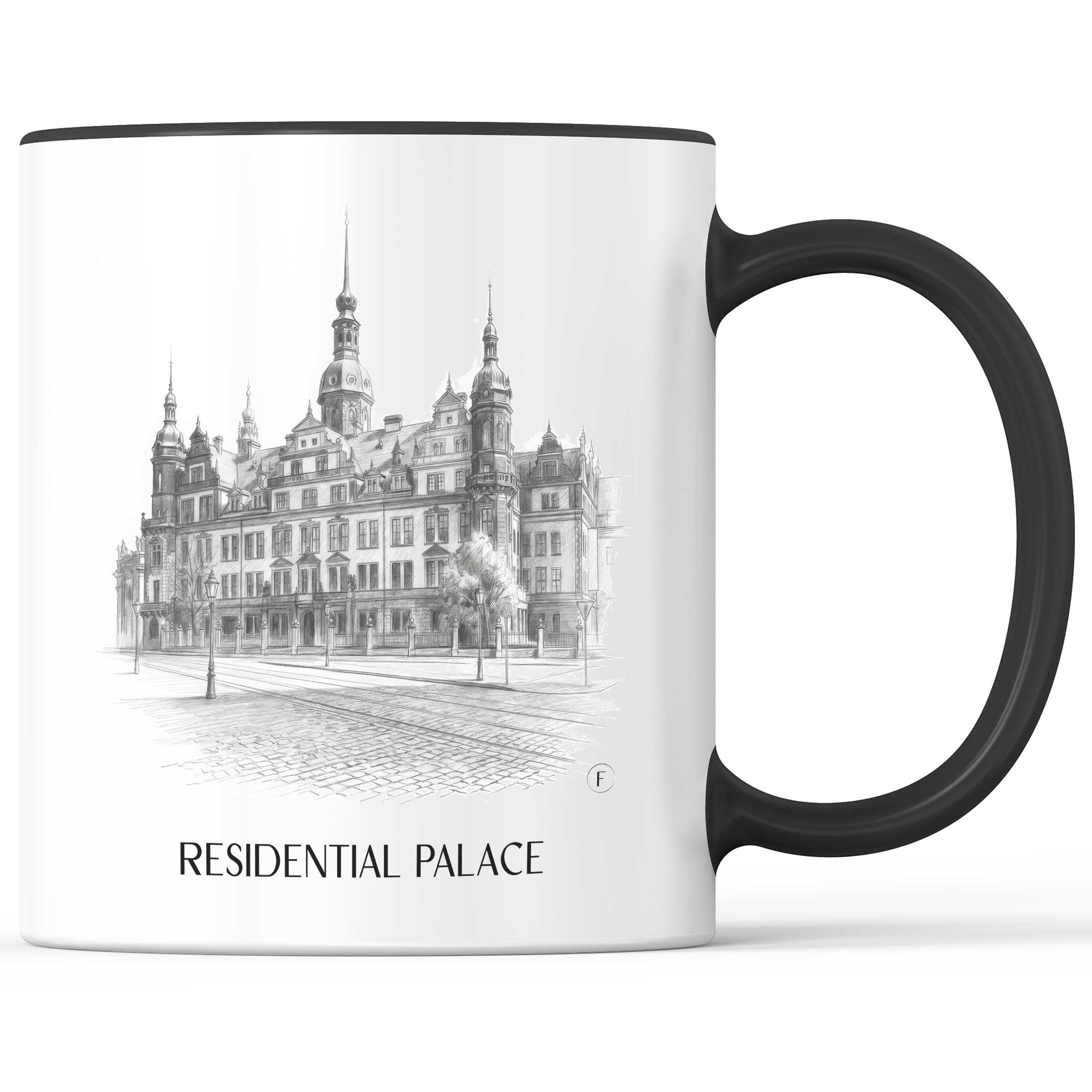 Residenzschloss Kaffeebecher - Dresden - Deutschland Becher - Kaffeetasse im Zeichnung Stil