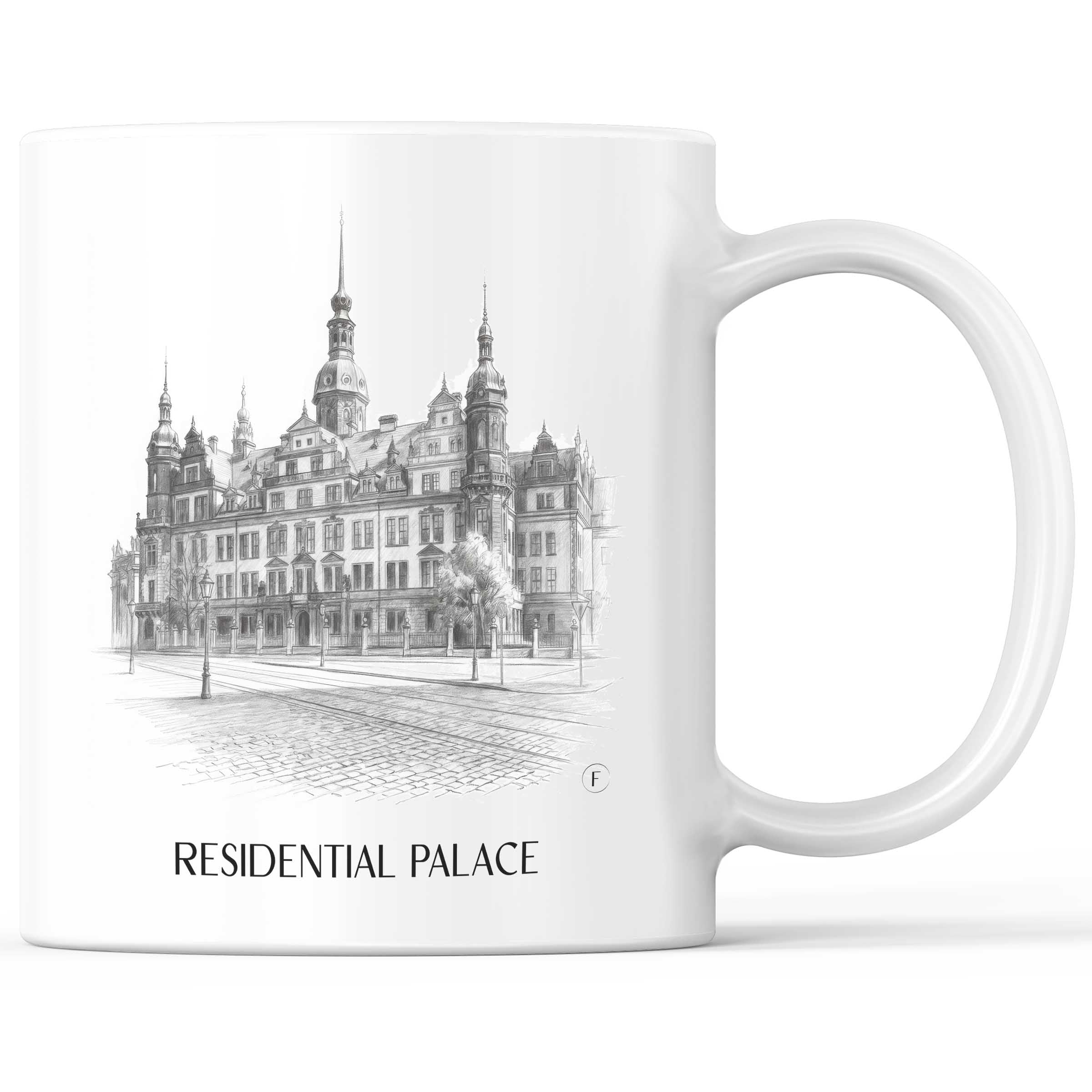 Residenzschloss Kaffeebecher - Dresden - Deutschland Becher - Kaffeetasse im Zeichnung Stil