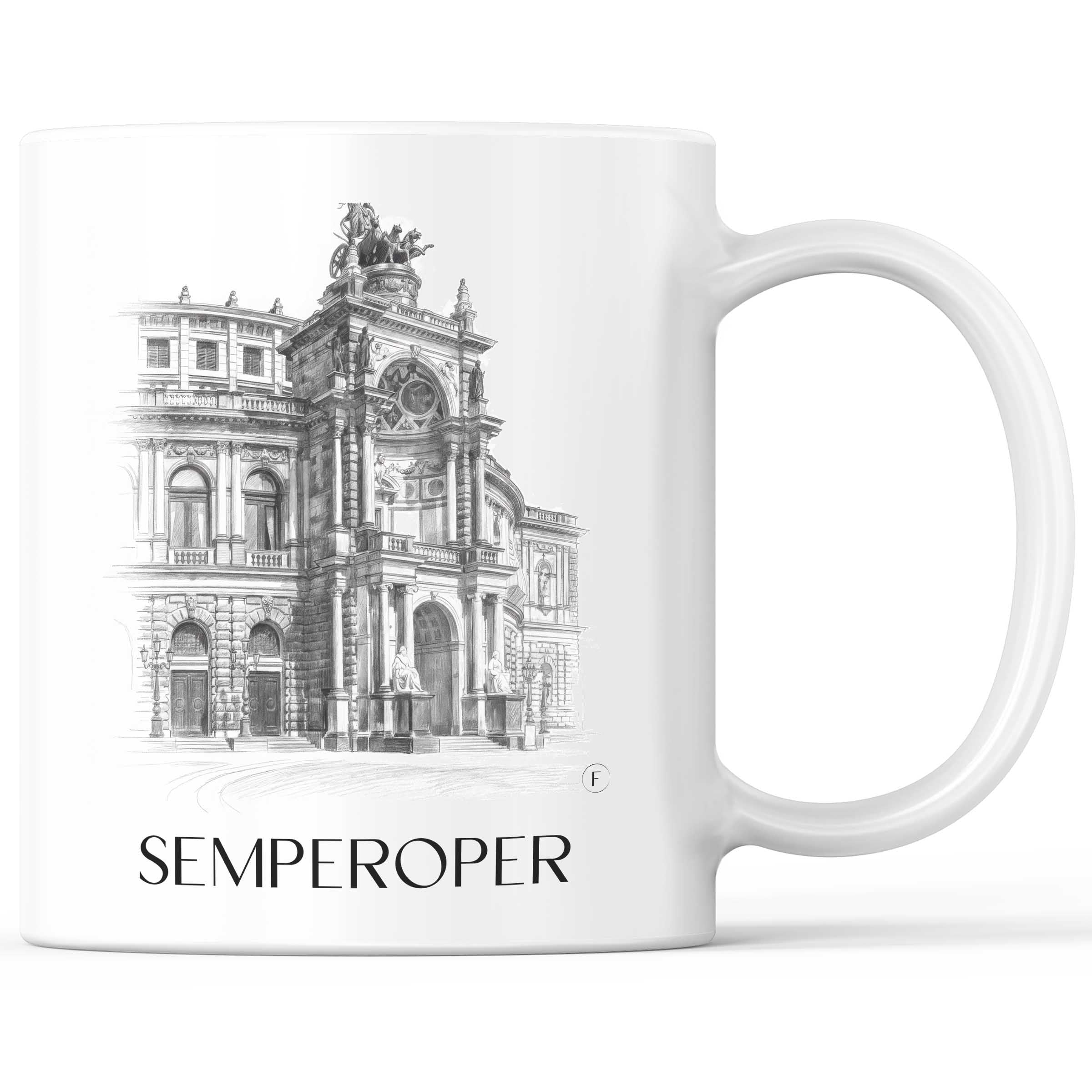 Semperoper Kaffeebecher - Dresden - Deutschland Becher - Kaffeetasse im Zeichnung Stil