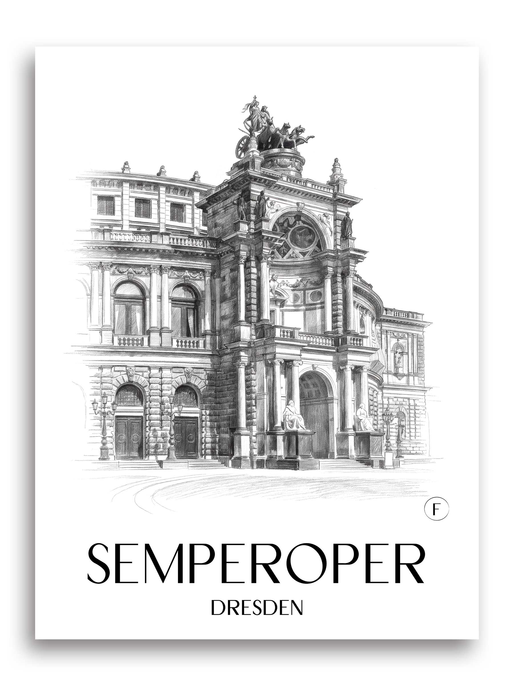 Semperoper Poster - Dresden - Deutschland Kunstdruck - Zeichnung von A4 bis A1