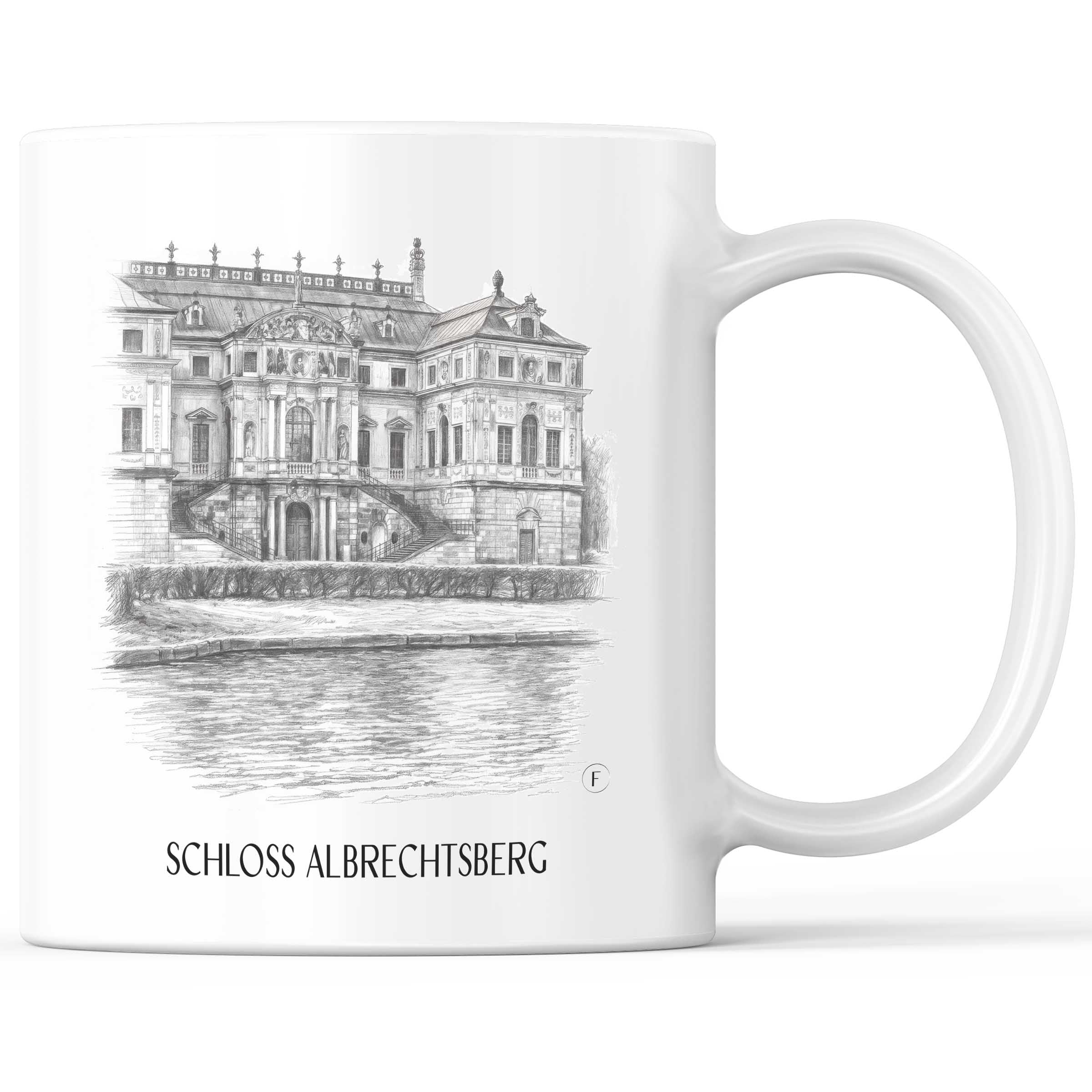 Schloss Albrechtsberg Kaffeebecher - Dresden - Deutschland Becher - Kaffeetasse im Zeichnung Stil
