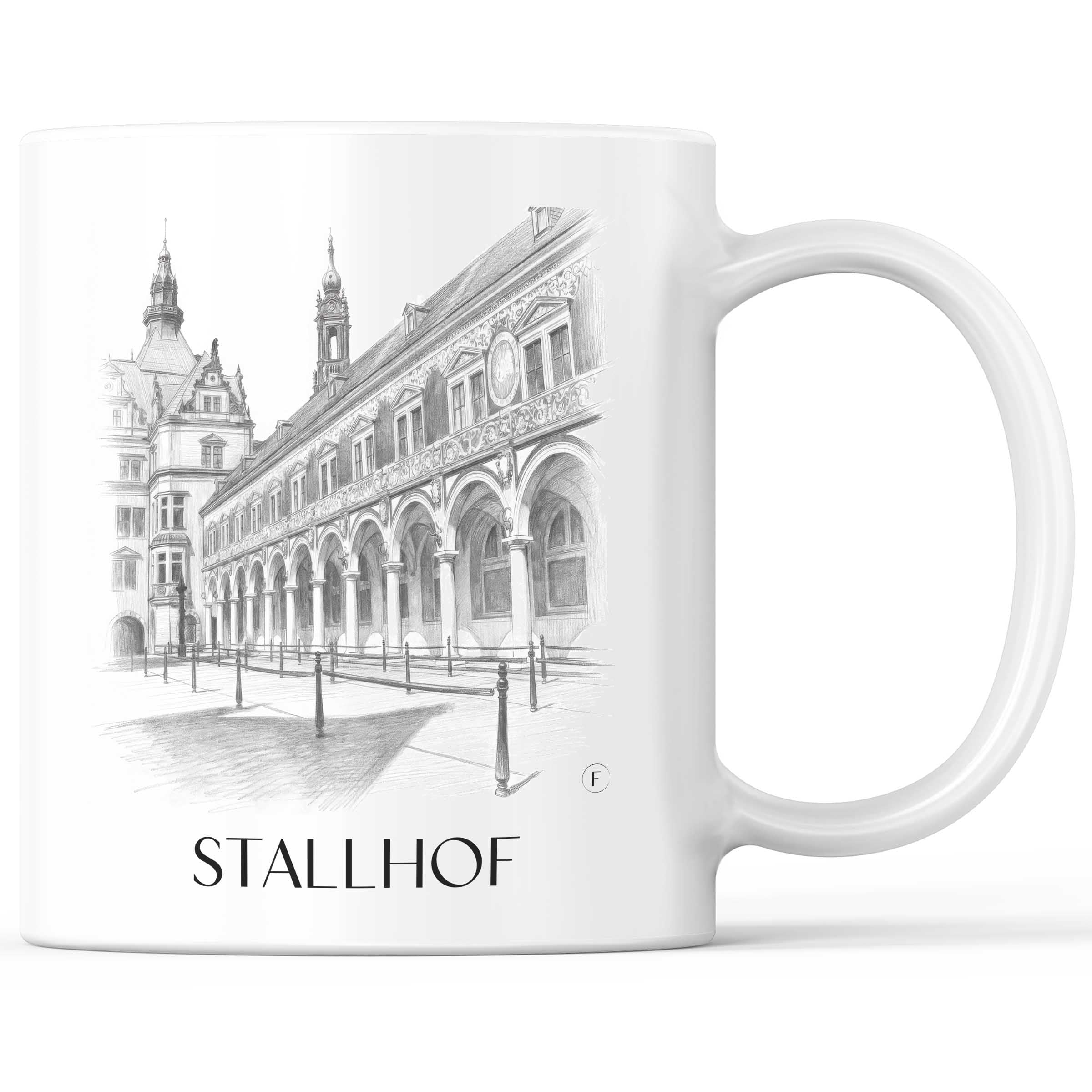 Stallhof Kaffeebecher - Dresden - Deutschland Becher - Kaffeetasse im Zeichnung Stil