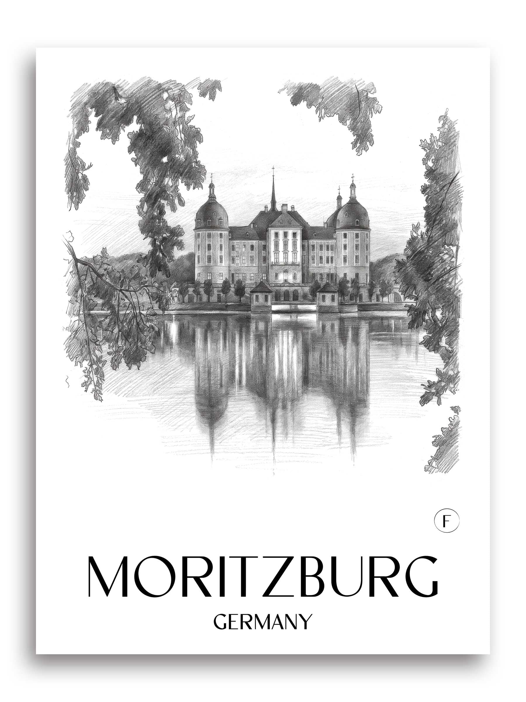 Moritzburg Poster - - Deutschland Kunstdruck - Zeichnung von A4 bis A1