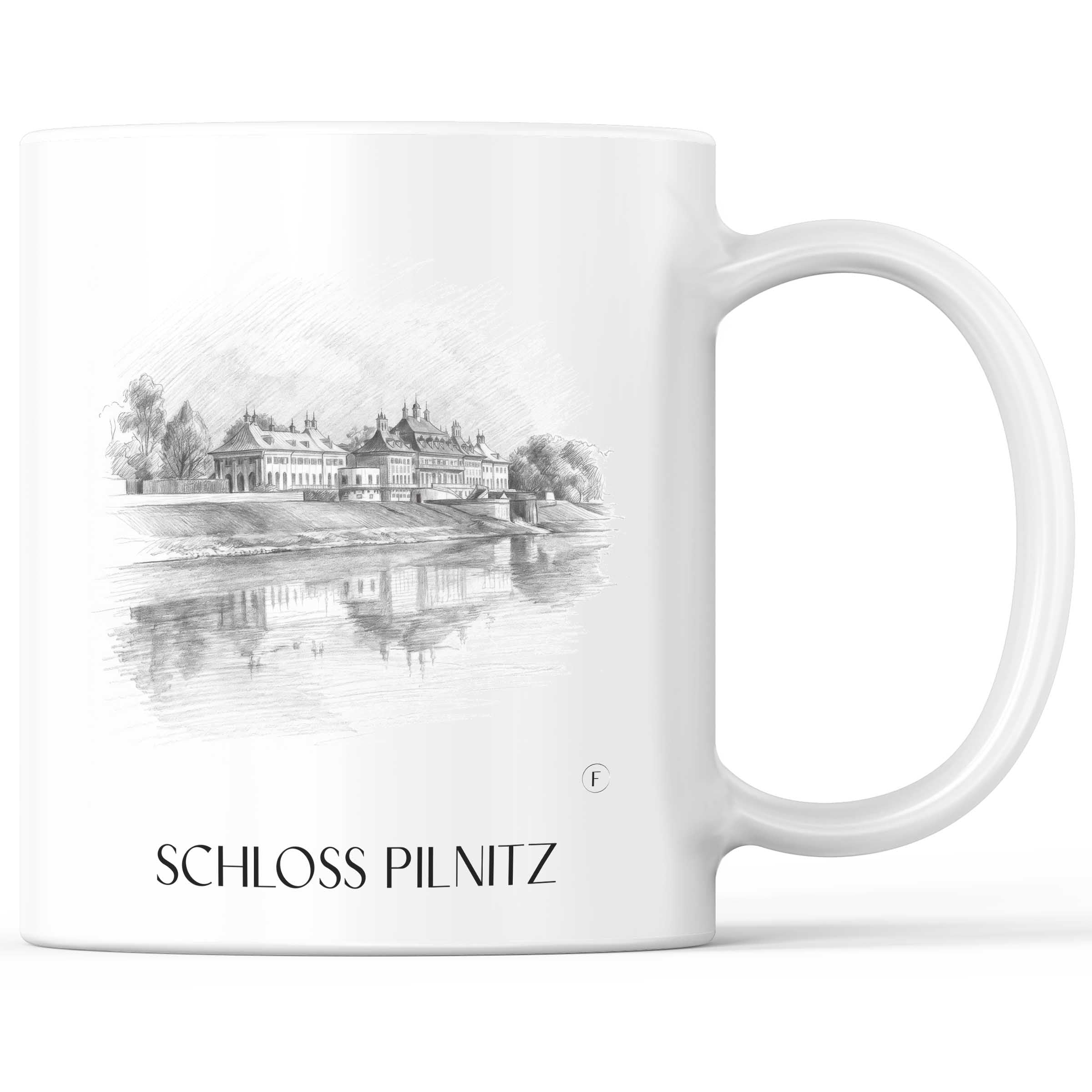 Schloss Pilnitz Kaffeebecher - Dresden - Deutschland Becher - Kaffeetasse im Zeichnung Stil