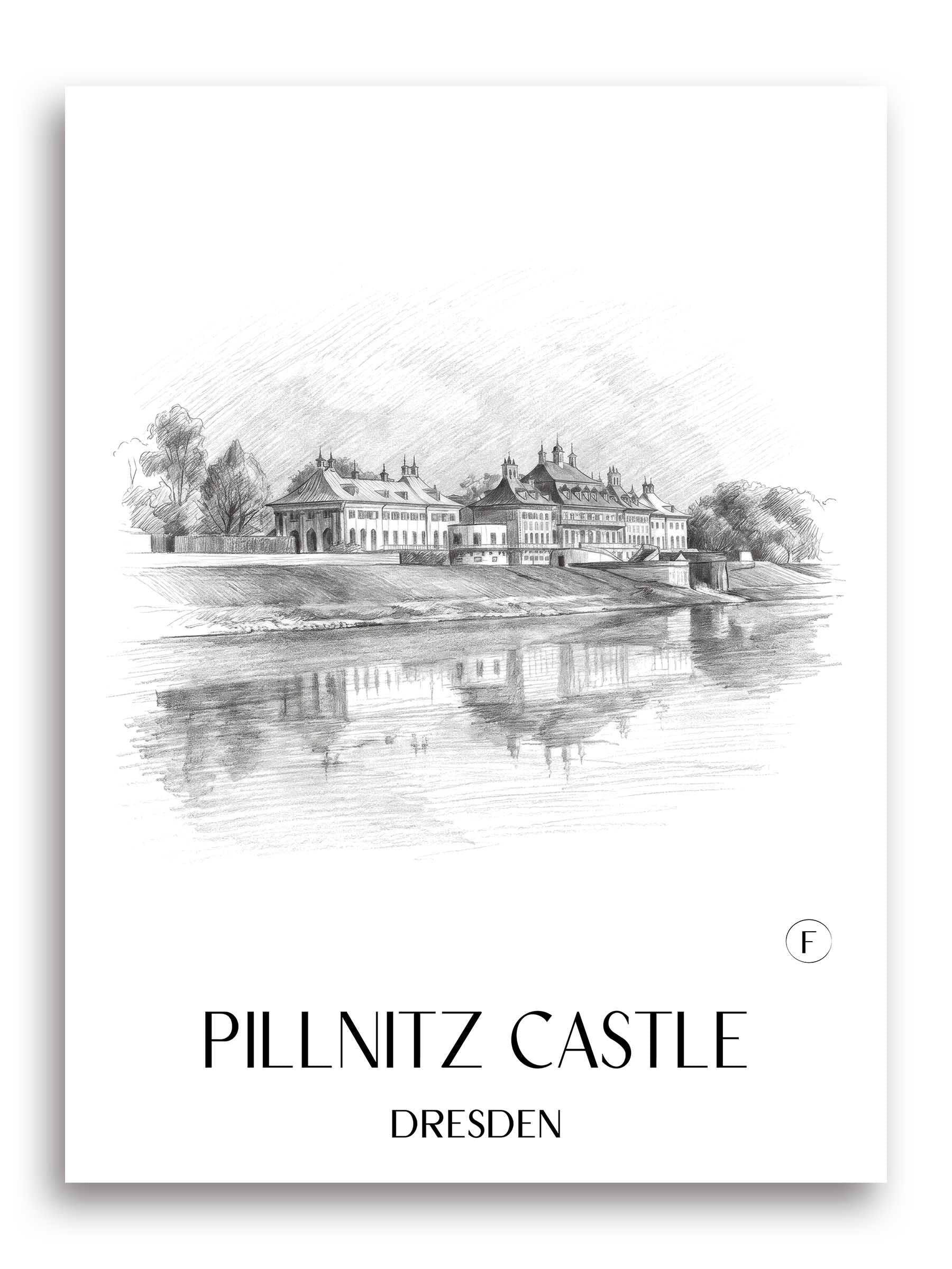 Schloss Pilnitz Poster - Dresden - Deutschland Kunstdruck - Zeichnung von A4 bis A1