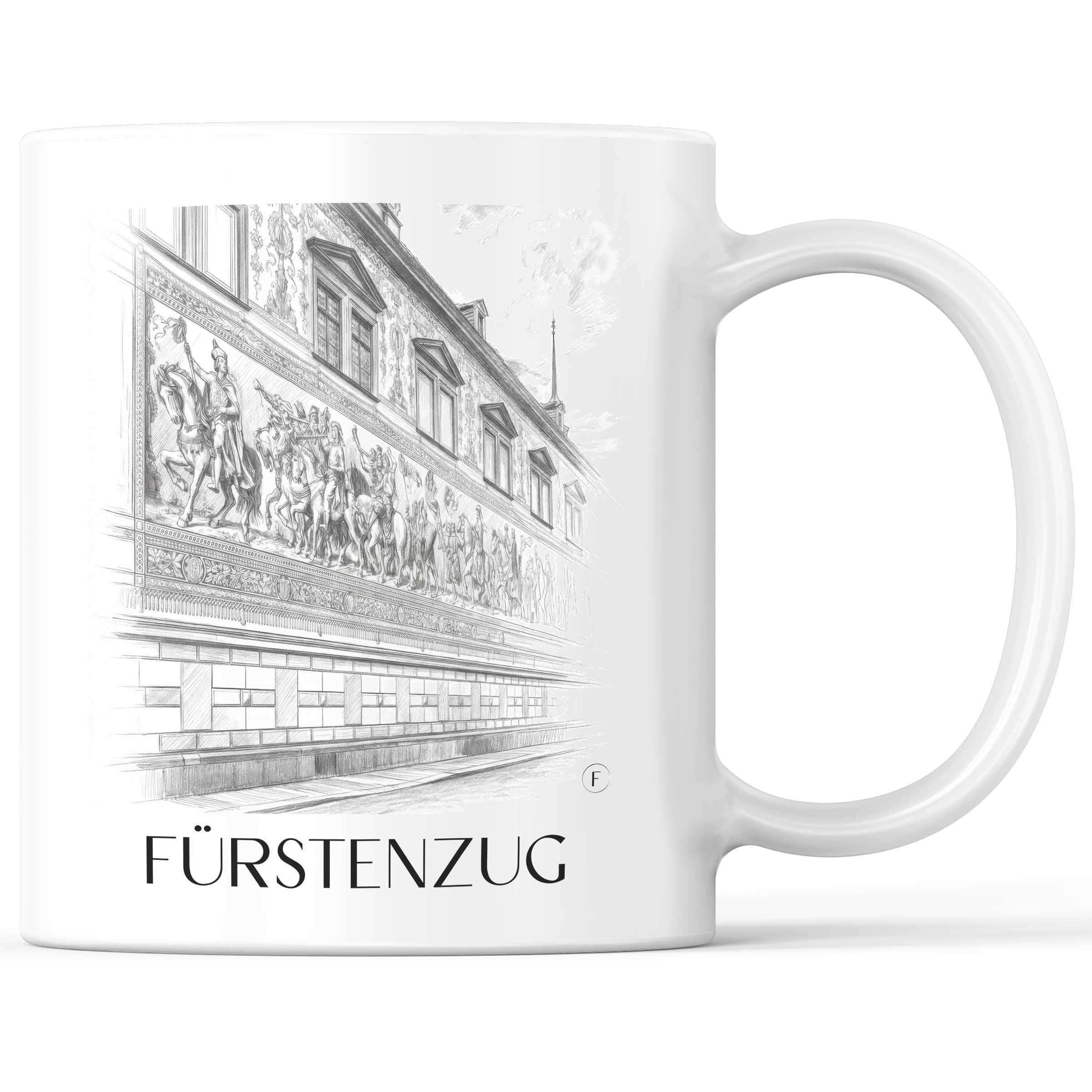 Fürstenzug Kaffeebecher - Dresden - Deutschland Becher - Kaffeetasse im Zeichnung Stil