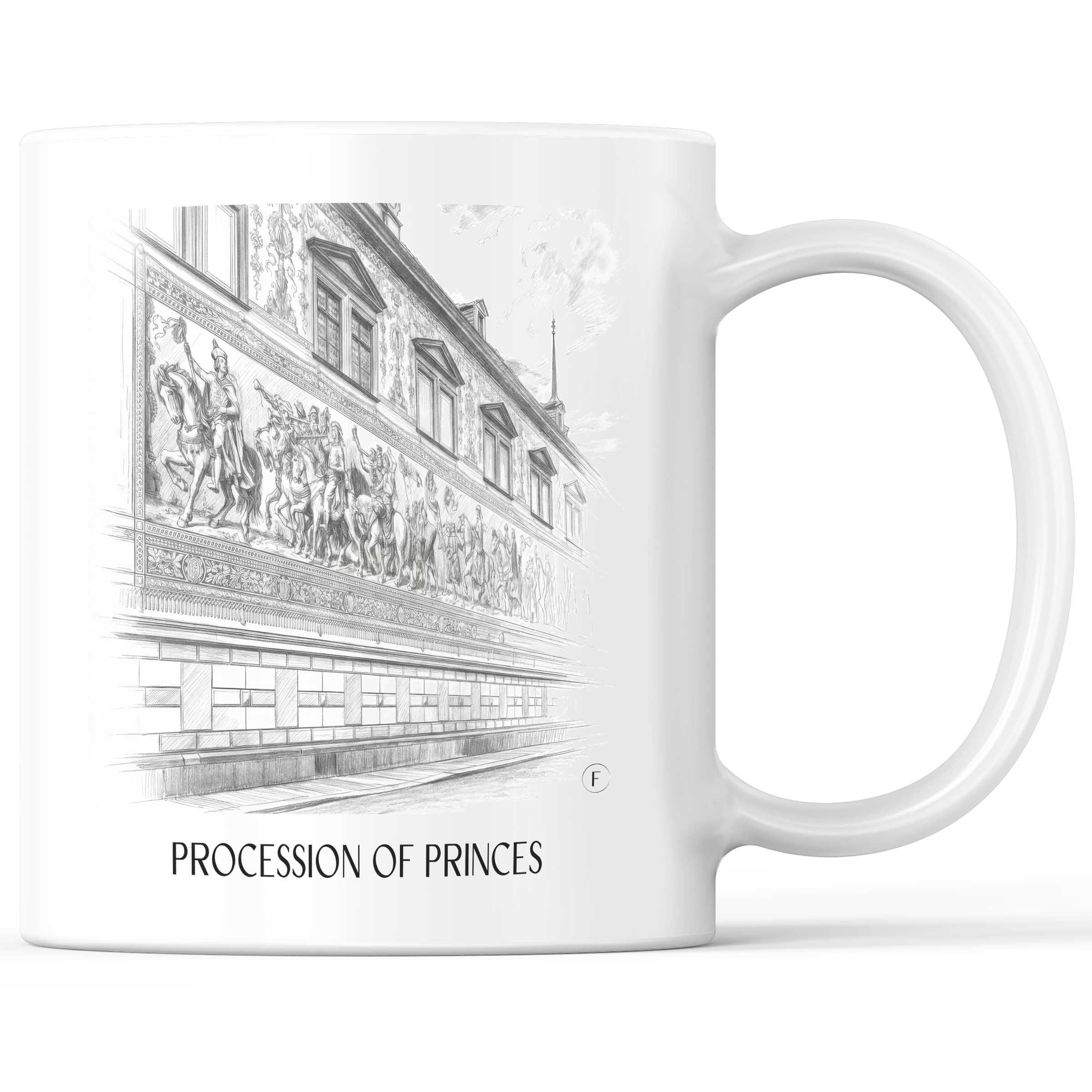 Fürstenzug Kaffeebecher - Dresden - Deutschland Becher - Kaffeetasse im Zeichnung Stil
