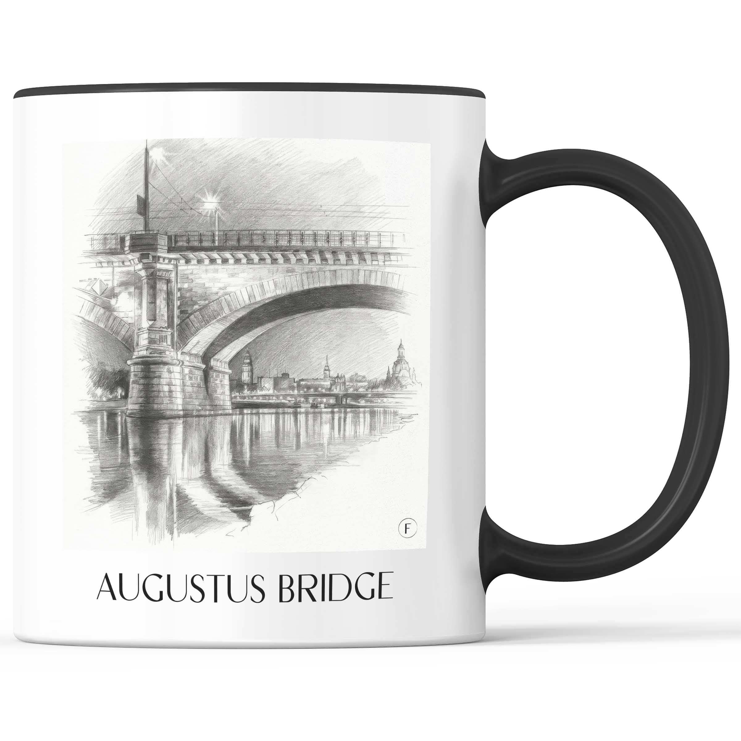 Augustusbrücke Kaffeebecher - Dresden - Deutschland Becher - Kaffeetasse im Zeichnung Stil