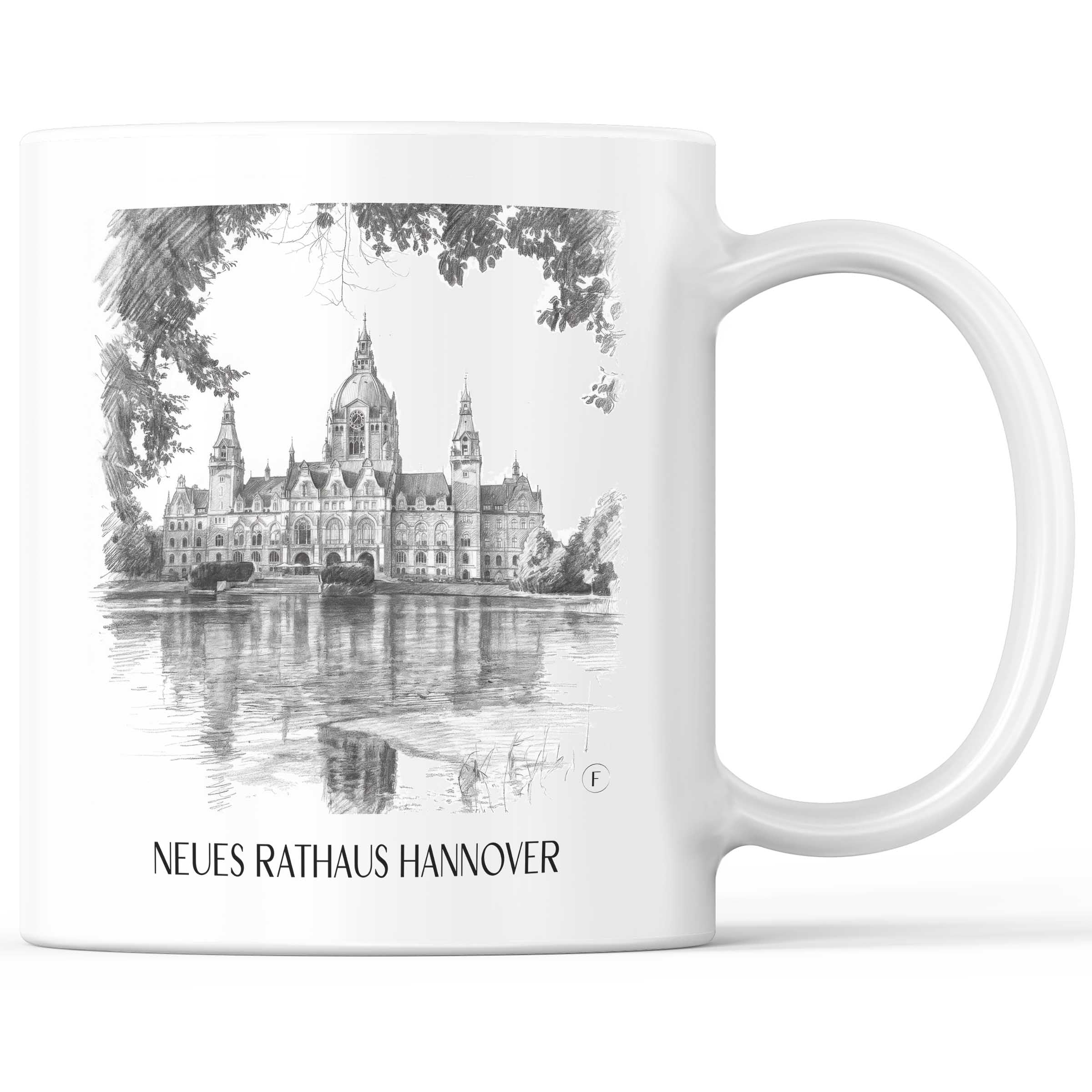 Neues Rathaus Kaffeebecher - Hannover - Deutschland Becher - Kaffeetasse im Zeichnung Stil