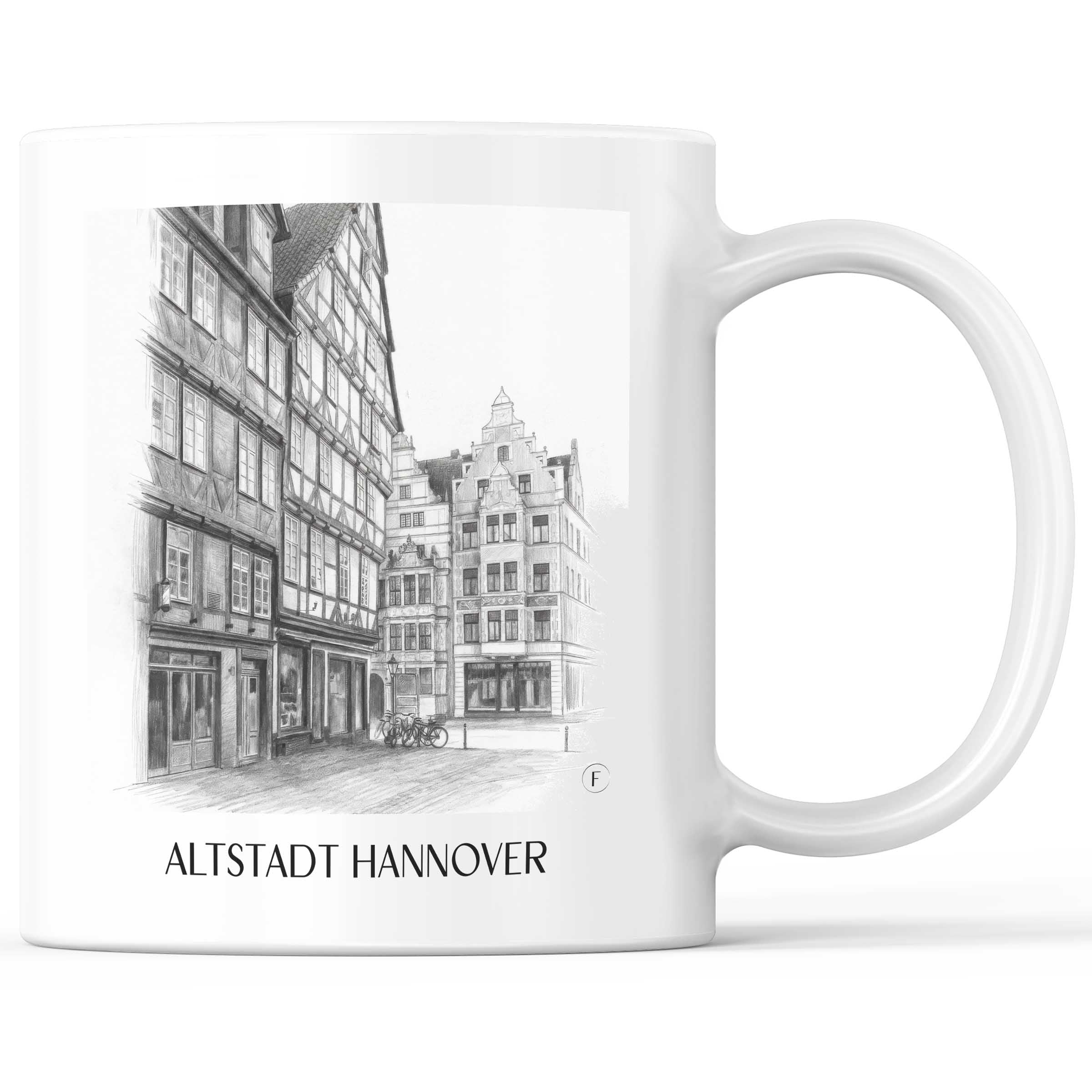 Altstadt Kaffeebecher - Hannover - Deutschland Becher - Kaffeetasse im Zeichnung Stil