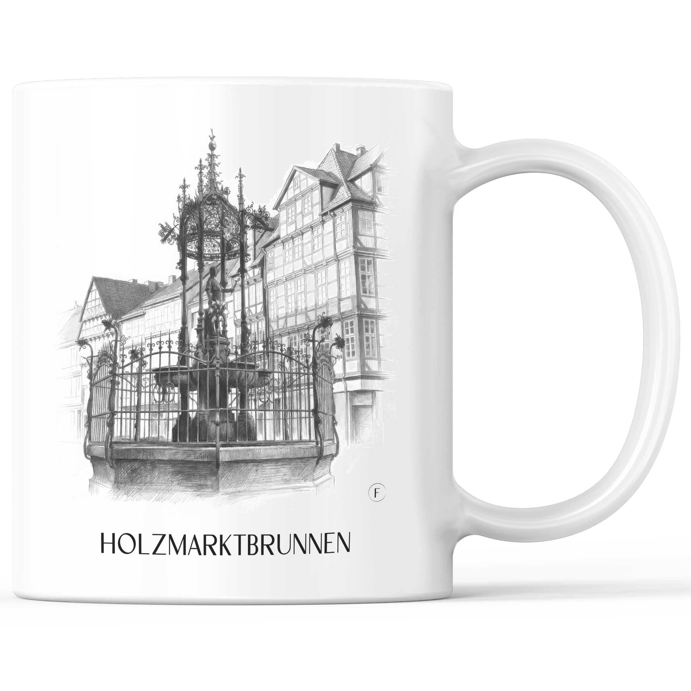 Holzmarktbrunnen Kaffeebecher - Hannover - Deutschland Becher - Kaffeetasse im Zeichnung Stil
