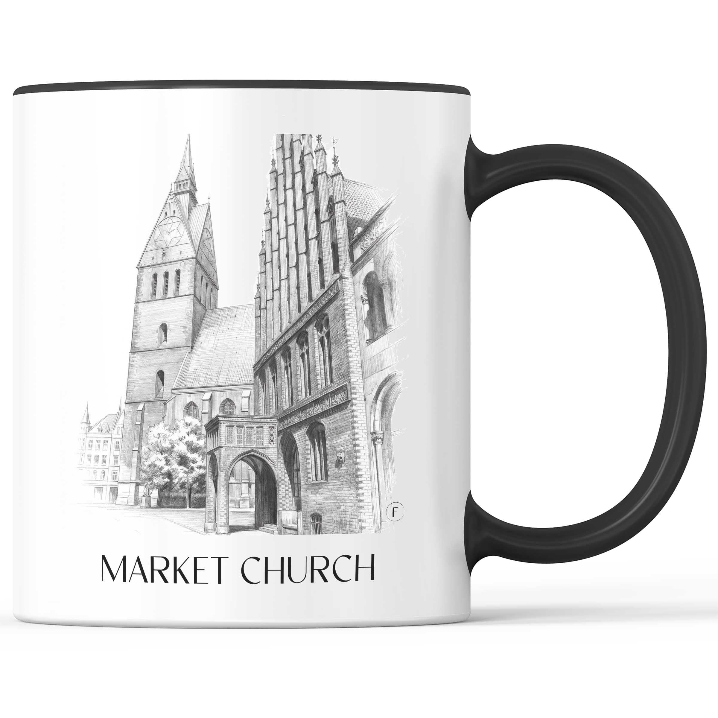 Marktkirche Kaffeebecher - Hannover - Deutschland Becher - Kaffeetasse im Zeichnung Stil