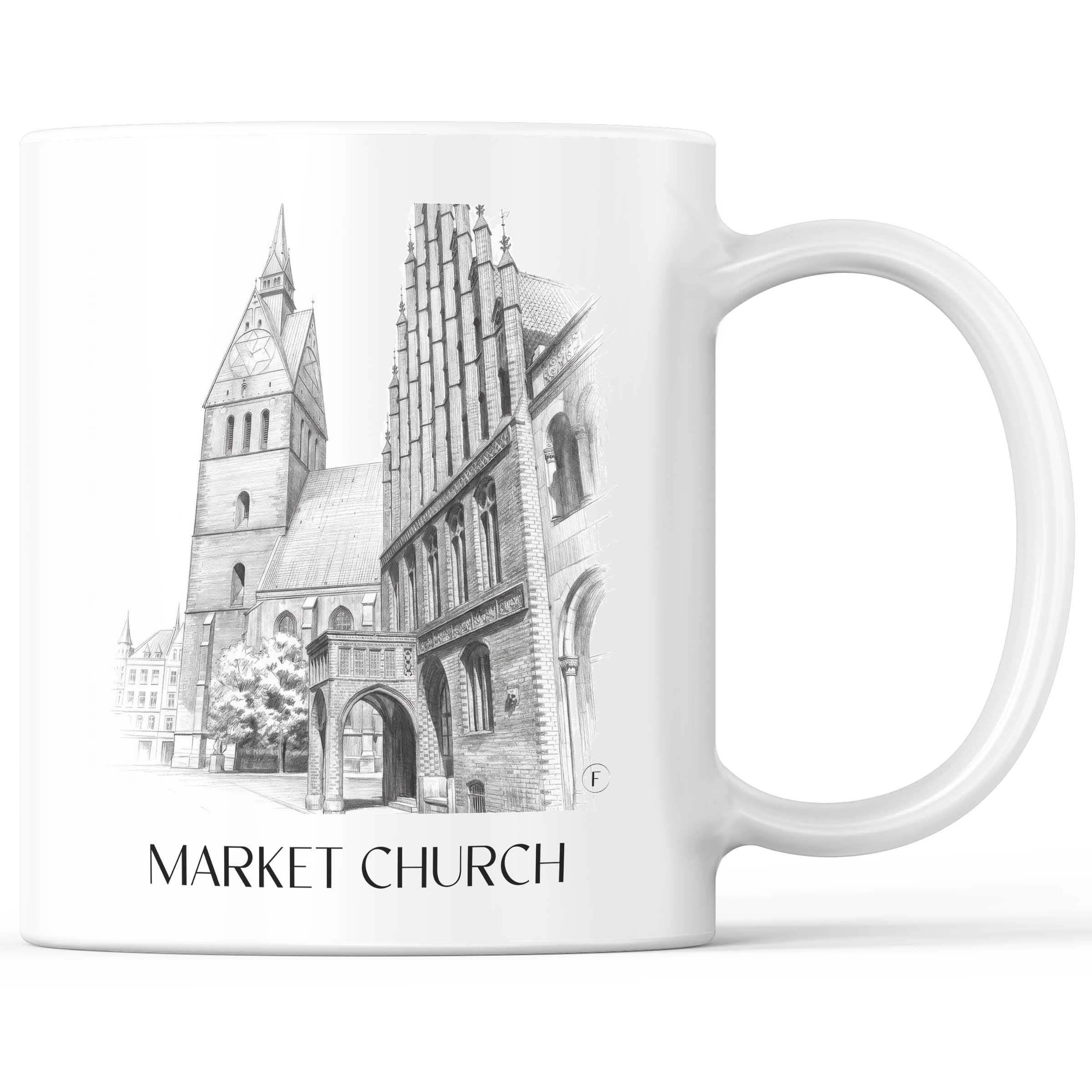 Marktkirche Kaffeebecher - Hannover - Deutschland Becher - Kaffeetasse im Zeichnung Stil