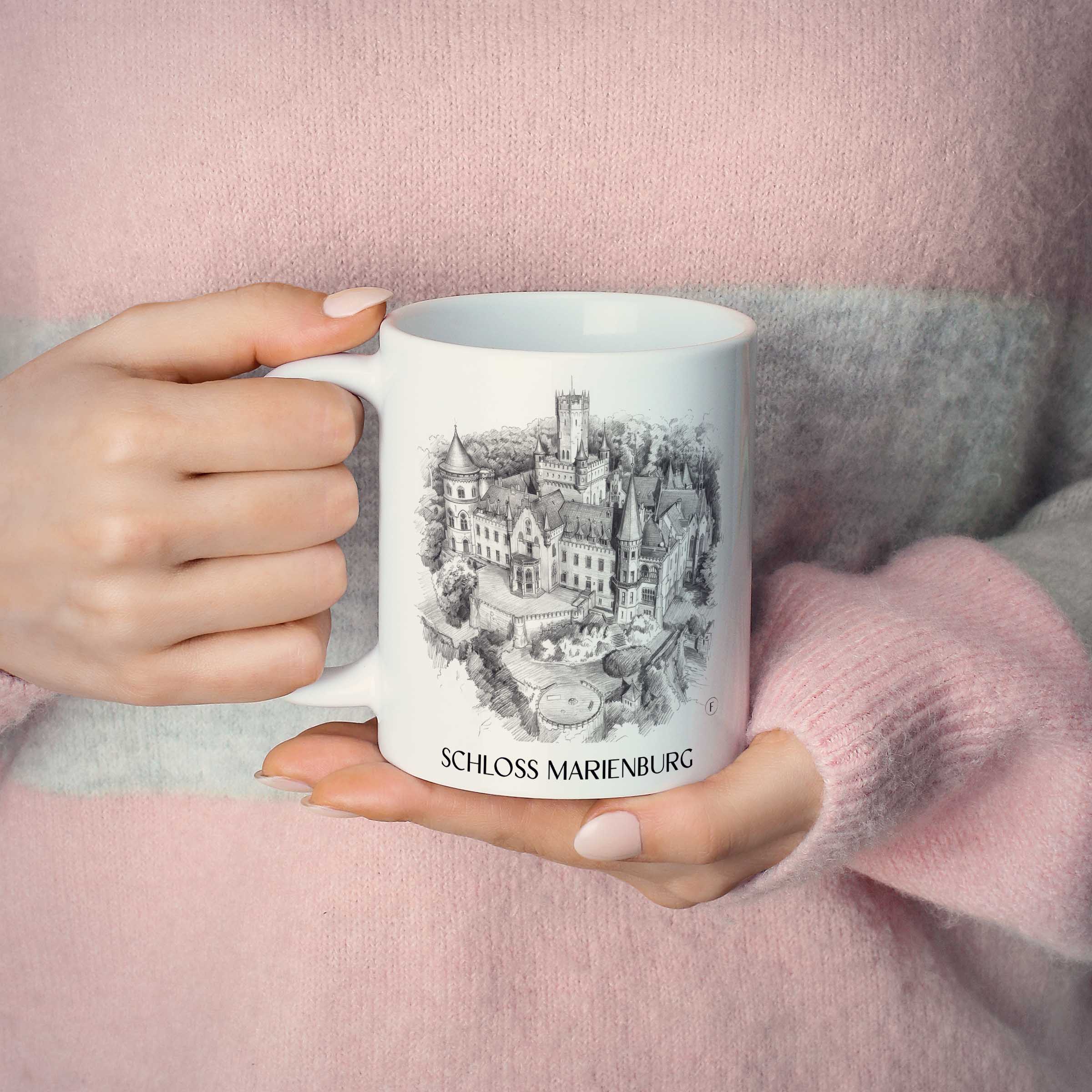 schloss-marienburg-pattensen-deutschland-kaffeebecher-bleistift-zeichnung-drawing