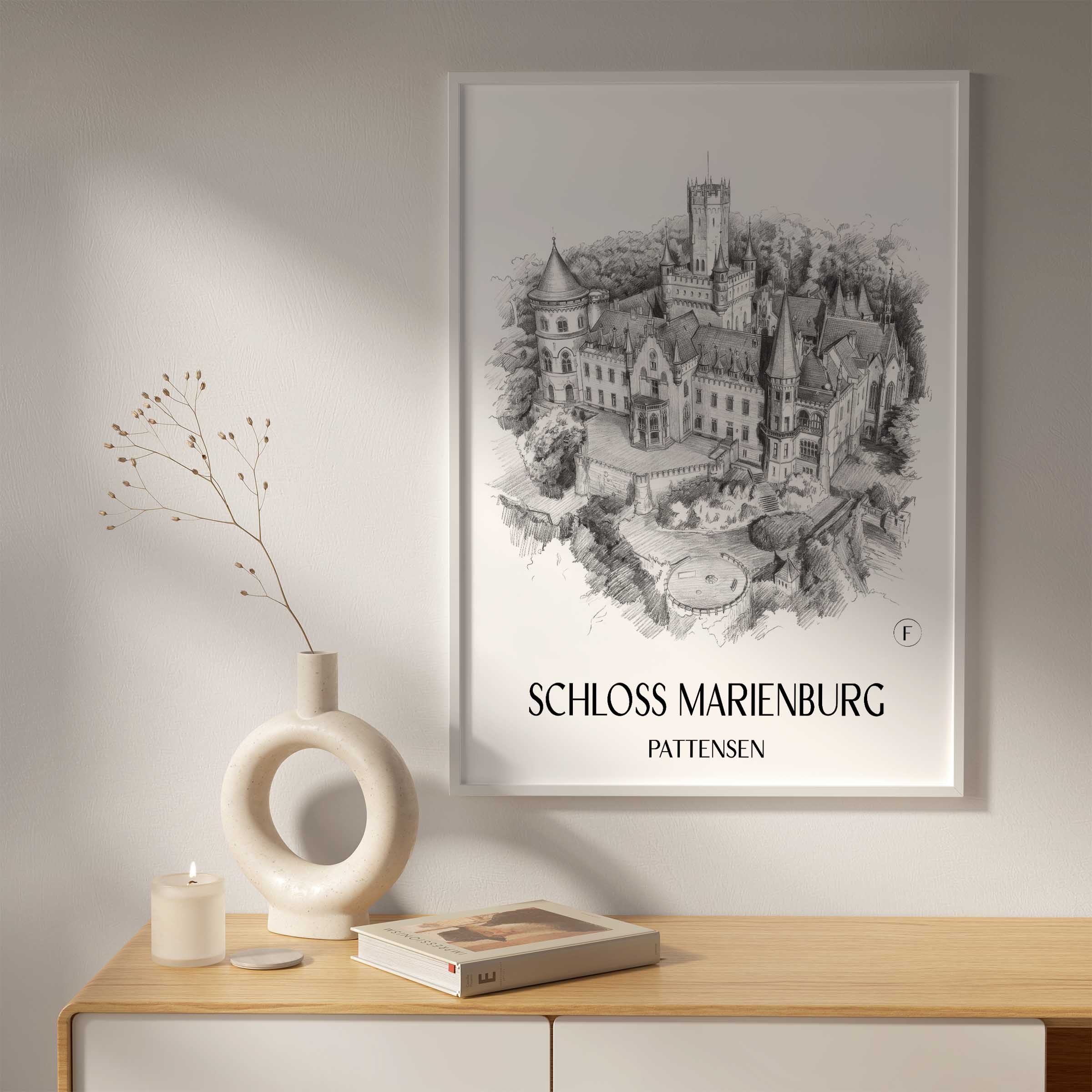 schloss-marienburg-pattensen-deutschland-poster-bleistift-zeichnung-drawing